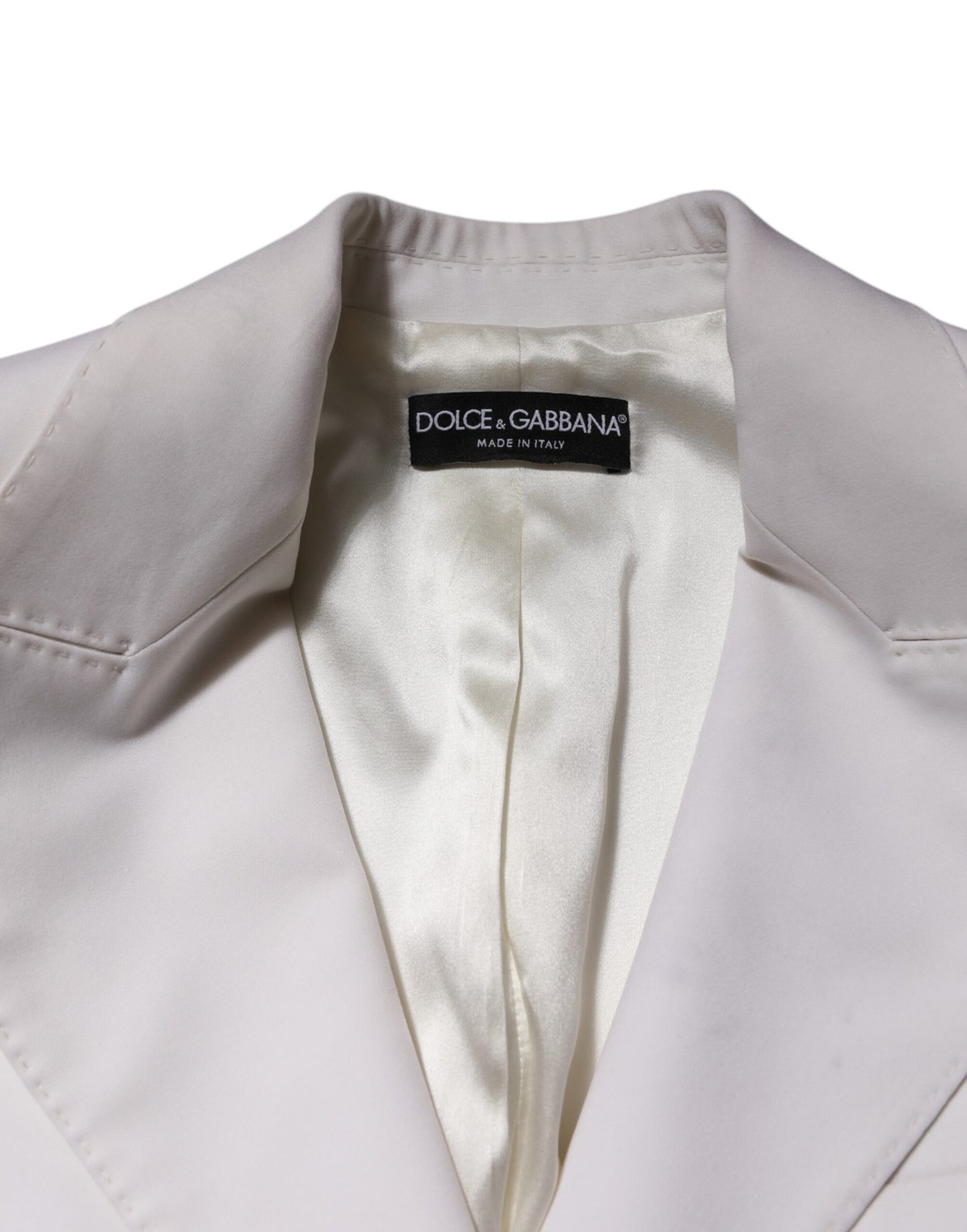 Dolce & Gabbana Weißer Wollmantel einreihig Frauen Mantel Jacke