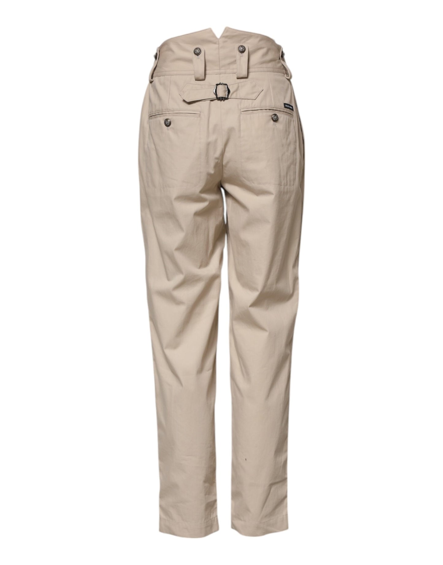 Dolce & Gabbana Beigefarbene Hose mit hoher Taille aus Baumwolle