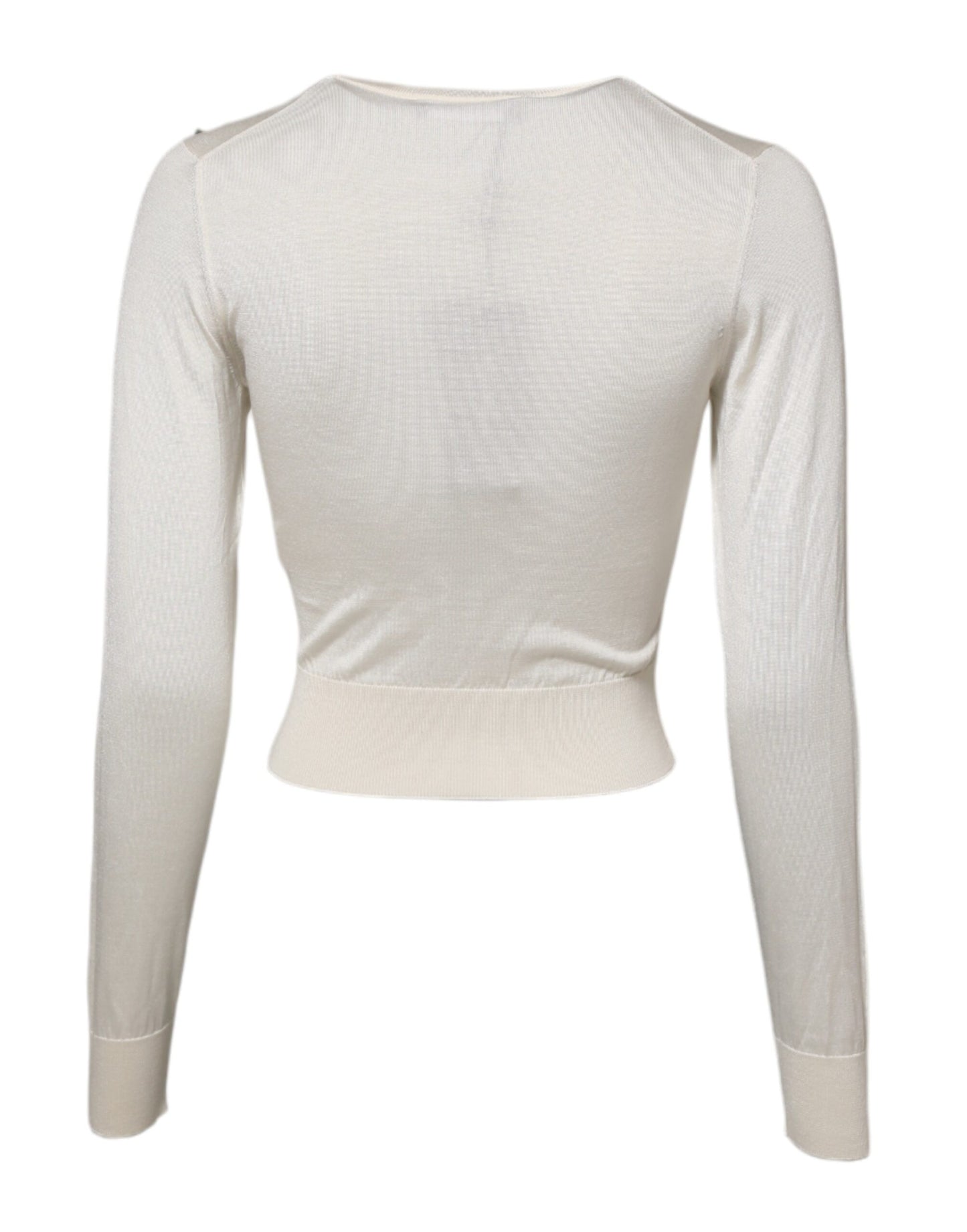 Dolce & Gabbana Weißer Seidenlilien-Pullover mit Verzierungen