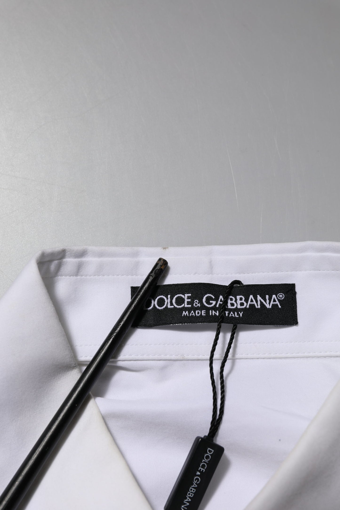 Dolce & Gabbana Weißes kristallverziertes Hemd mit Kragen