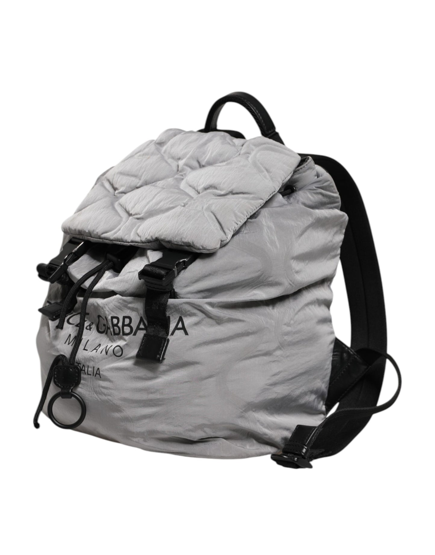 Dolce & Gabbana Graue Milano Print Drawstring Travel Backpack Tasche