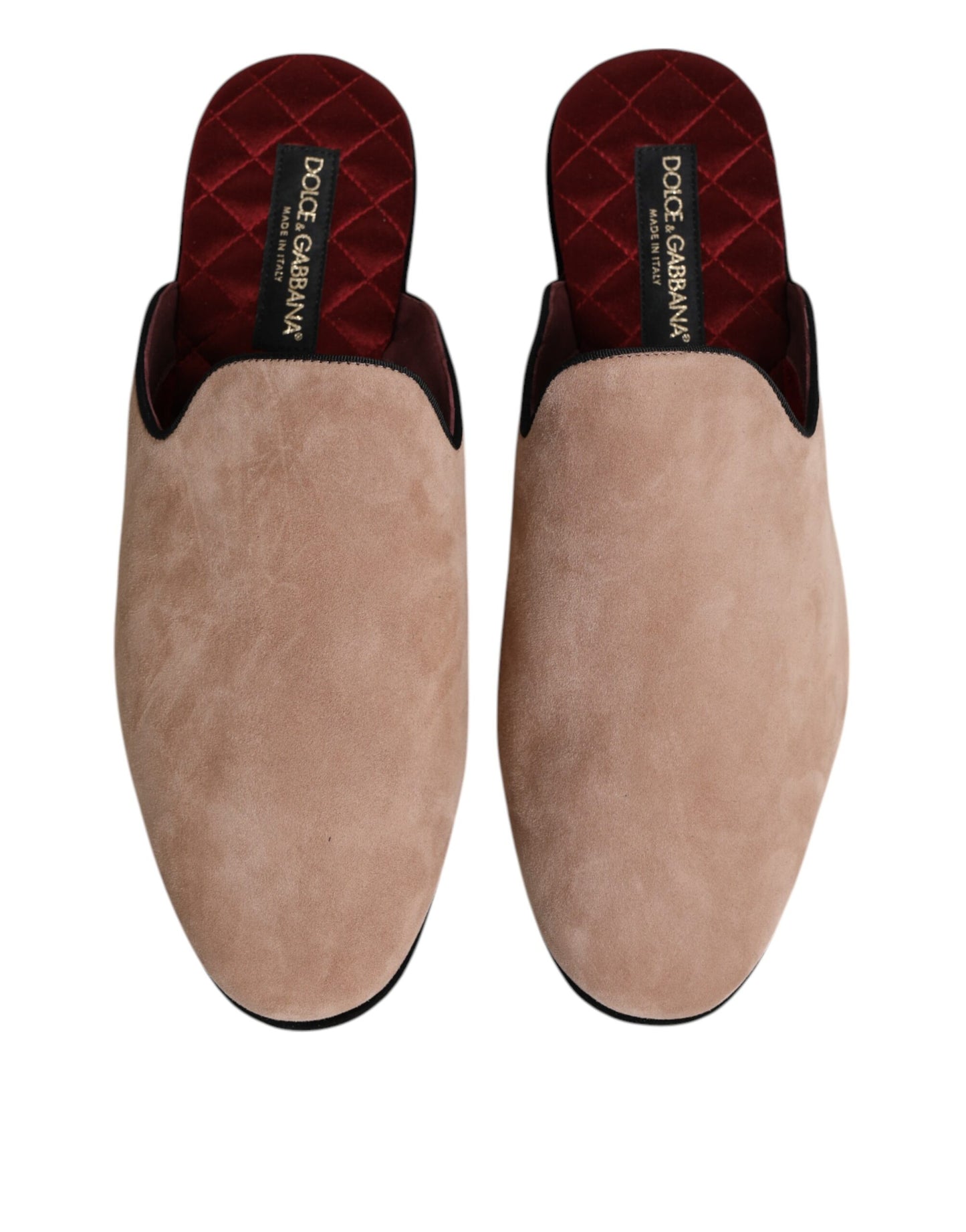 Dolce & Gabbana Beige Capra Wildleder Pantoffeln Flach Hausschuhe