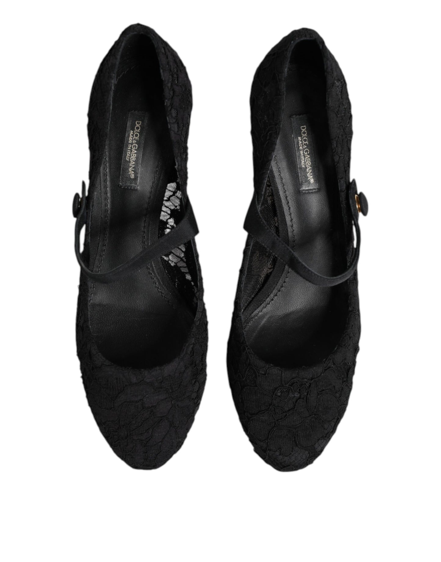 Dolce & Gabbana Schwarz Mary Jane Taormina Spitze Pumps Schuhe