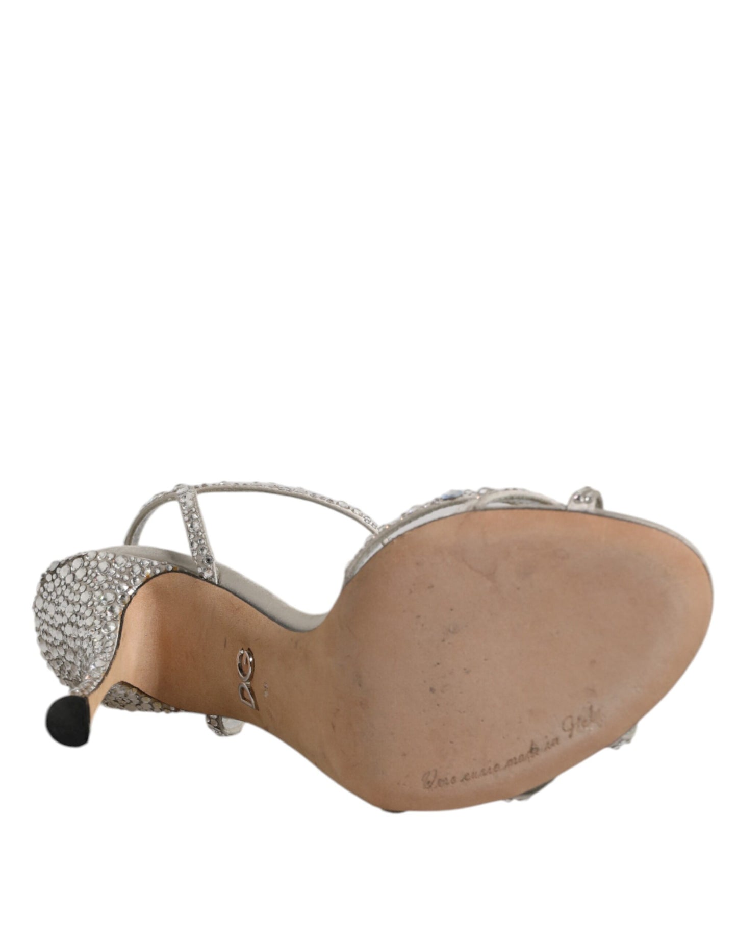 Dolce & Gabbana Silberner Strass-Knöchelriemen KEIRA Sandalen Schuhe
