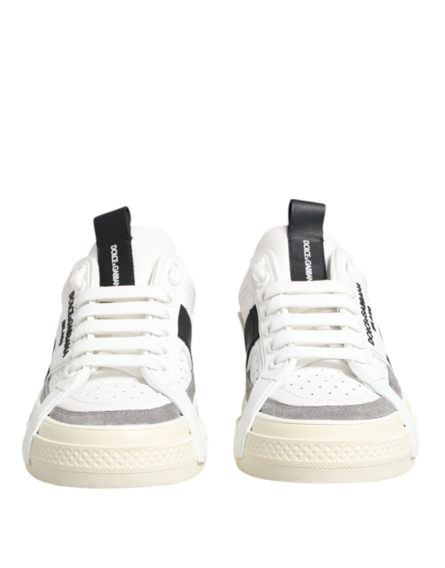 Dolce & Gabbana Weiß Schwarz Leder Low Top Sneakers Schuhe