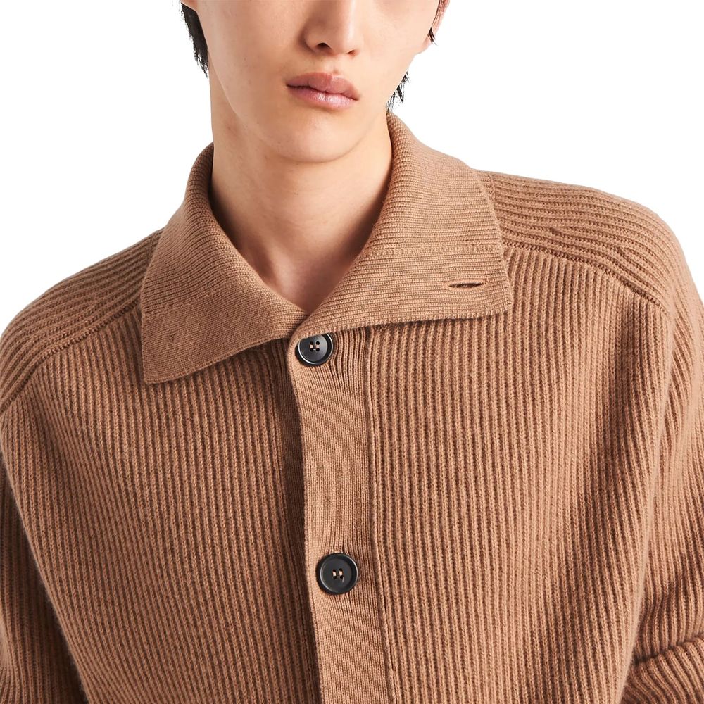 Prada Kaschmir-Strickjacke mit Rippenstrick