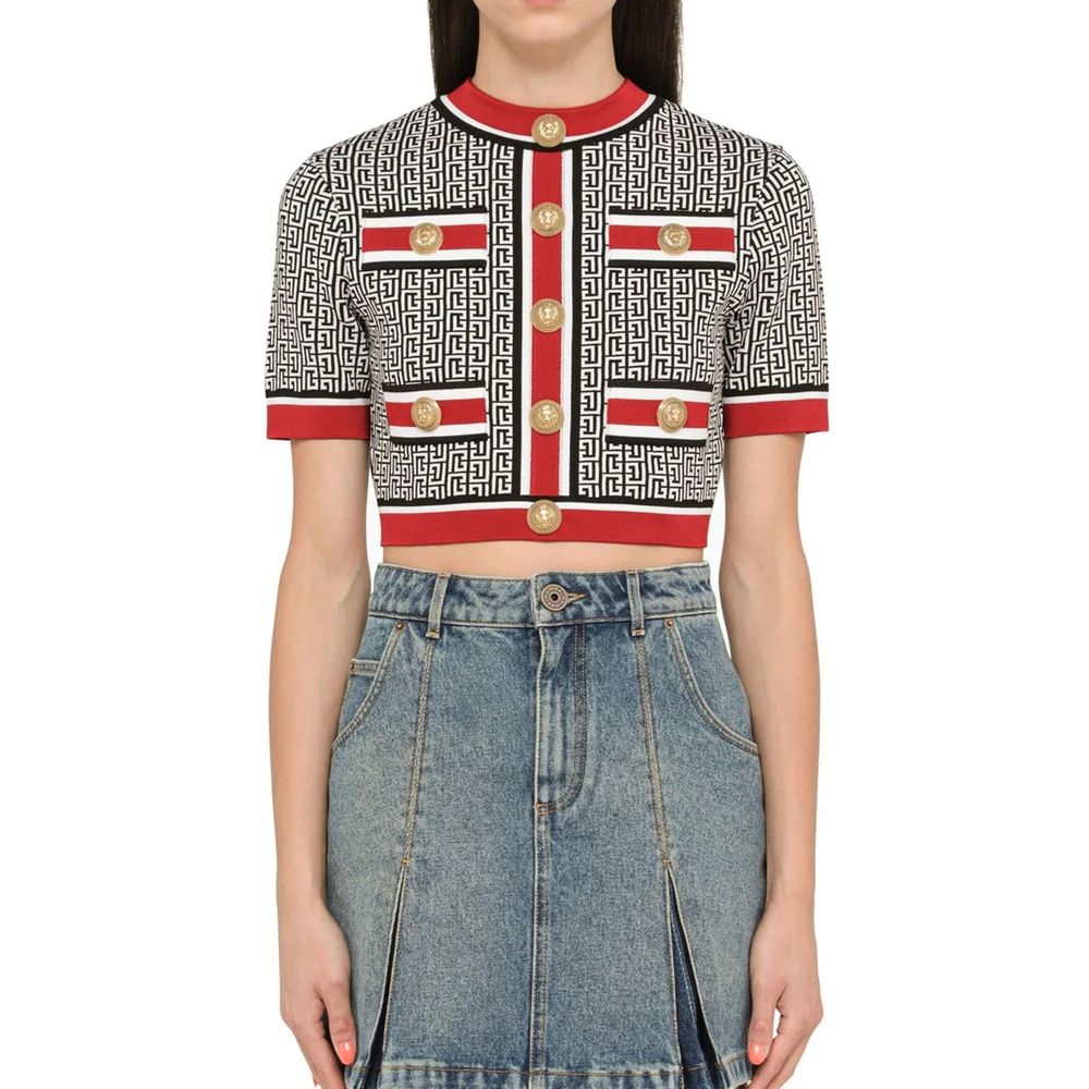 Balmain Gekürztes Monogramm-Top