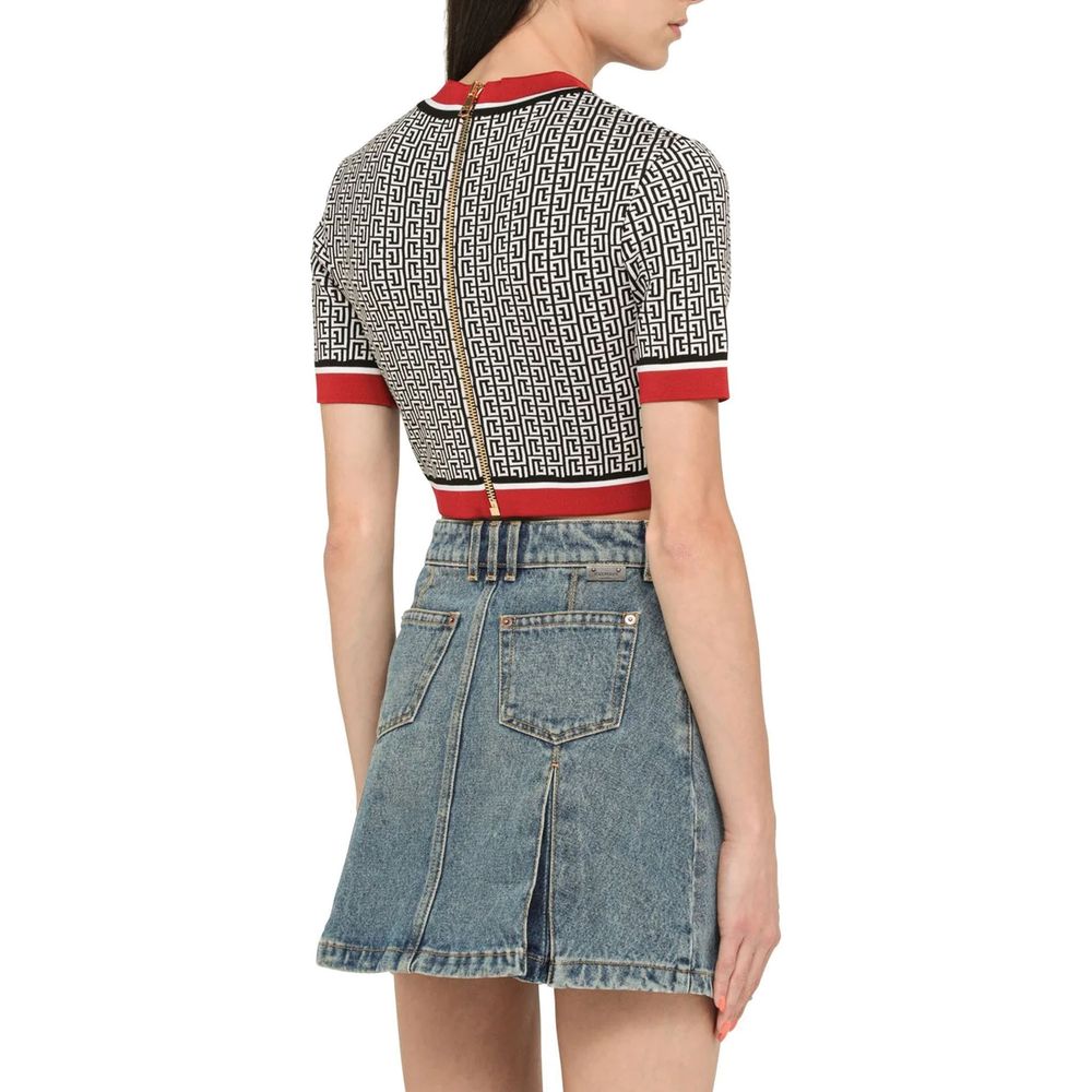 Balmain Gekürztes Monogramm-Top