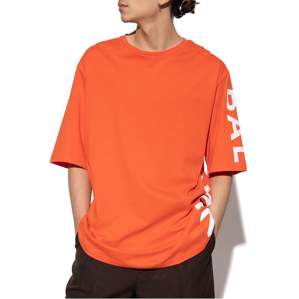 Balmain Orangefarbenes T-Shirt aus Baumwolle