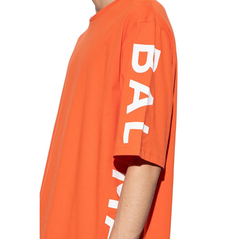 Balmain Orangefarbenes T-Shirt aus Baumwolle