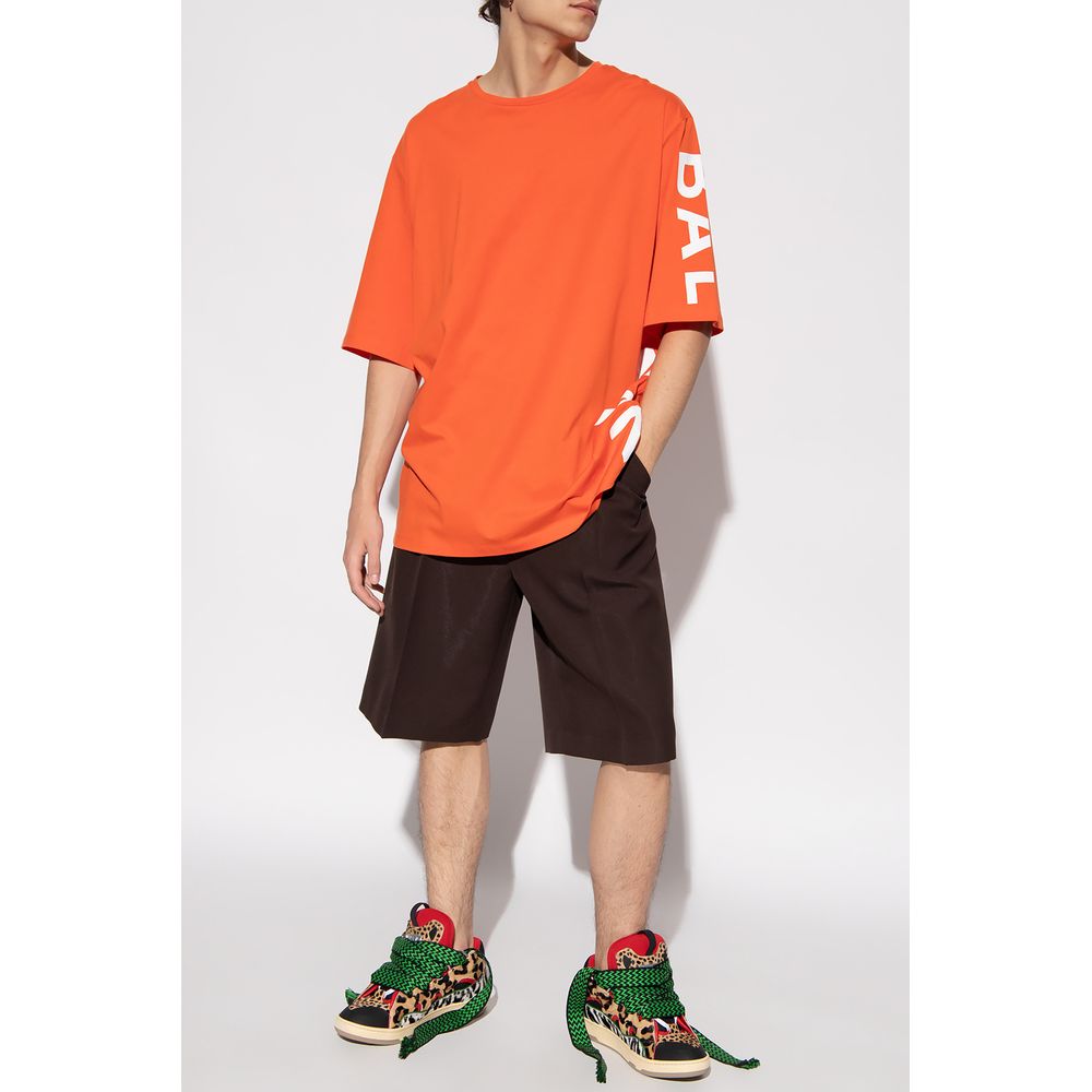 Balmain Orangefarbenes T-Shirt aus Baumwolle