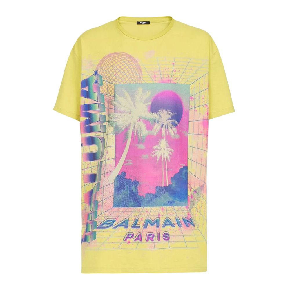 Balmain T-Shirt aus gelber Baumwolle