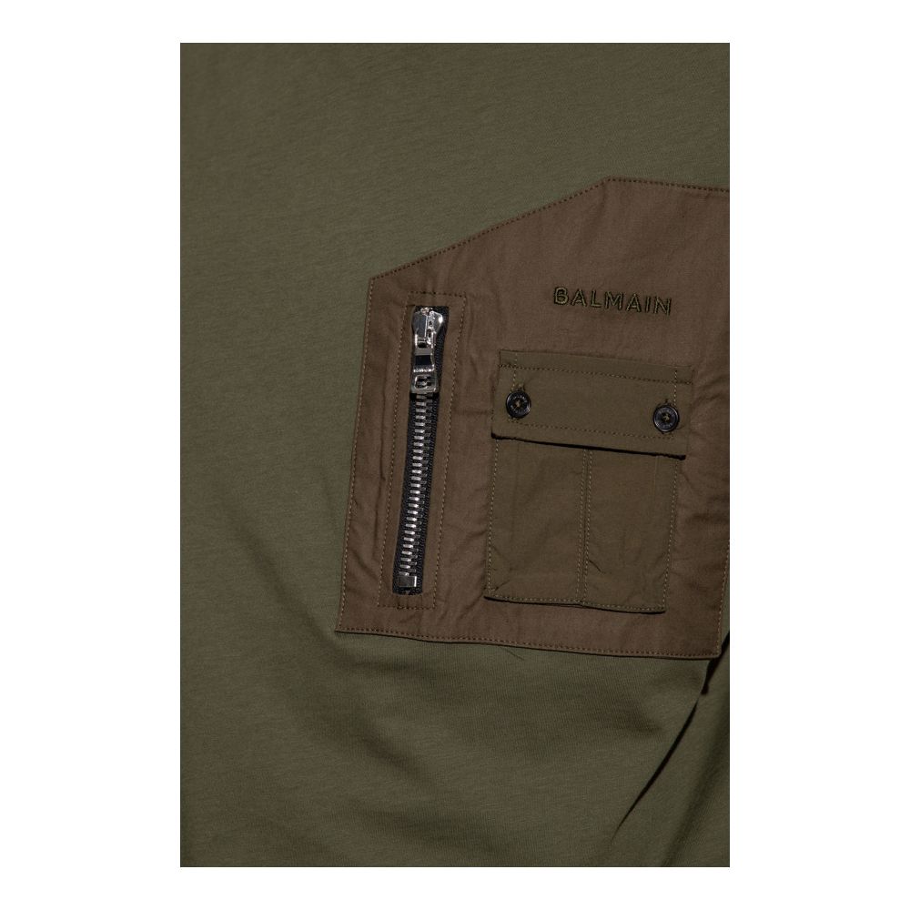 Balmain T-Shirt aus grüner Baumwolle