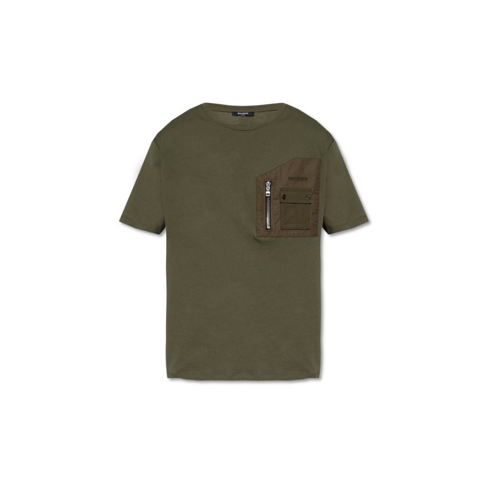Balmain T-Shirt aus grüner Baumwolle