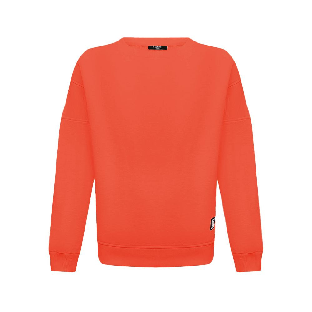 Balmain Orangefarbener Baumwollpullover