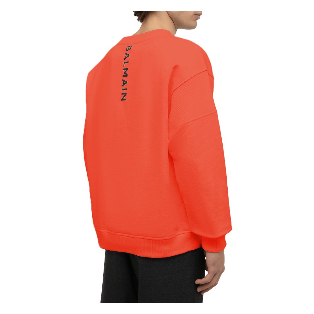 Balmain Orangefarbener Baumwollpullover