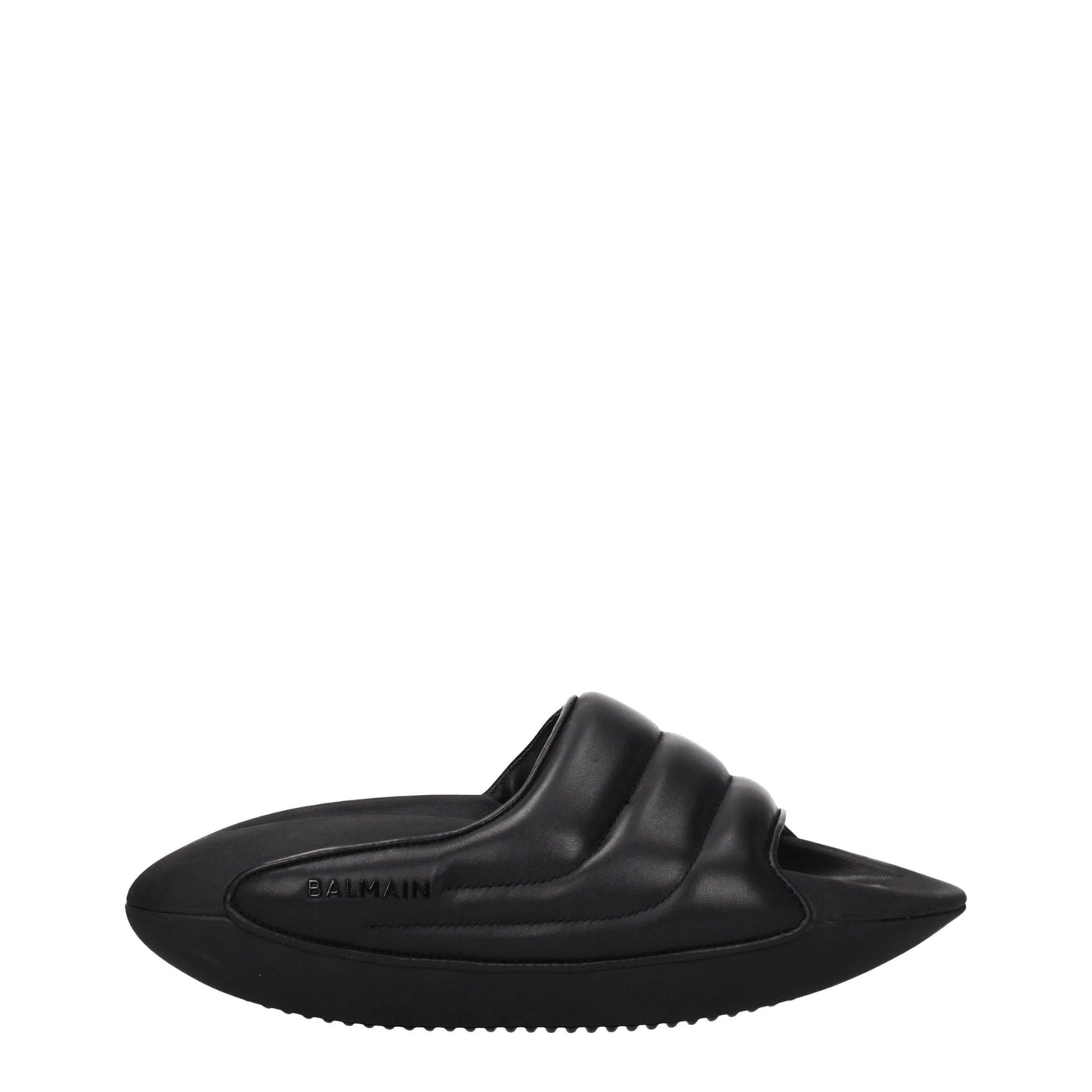 Balmain Schwarze Lederpantoffeln Sandalen