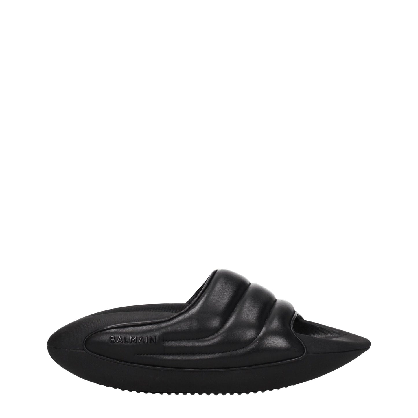 Balmain Schwarze Lederpantoffeln Sandalen