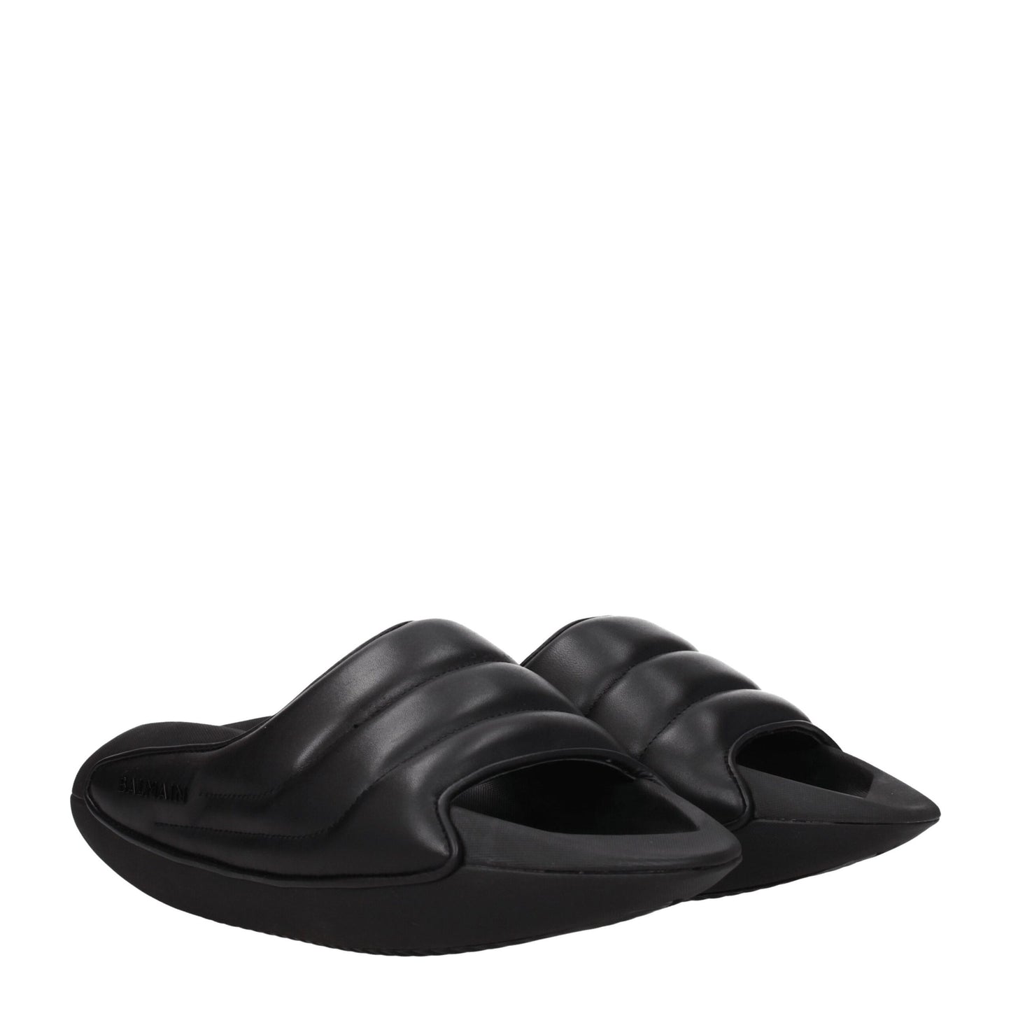 Balmain Schwarze Lederpantoffeln Sandalen