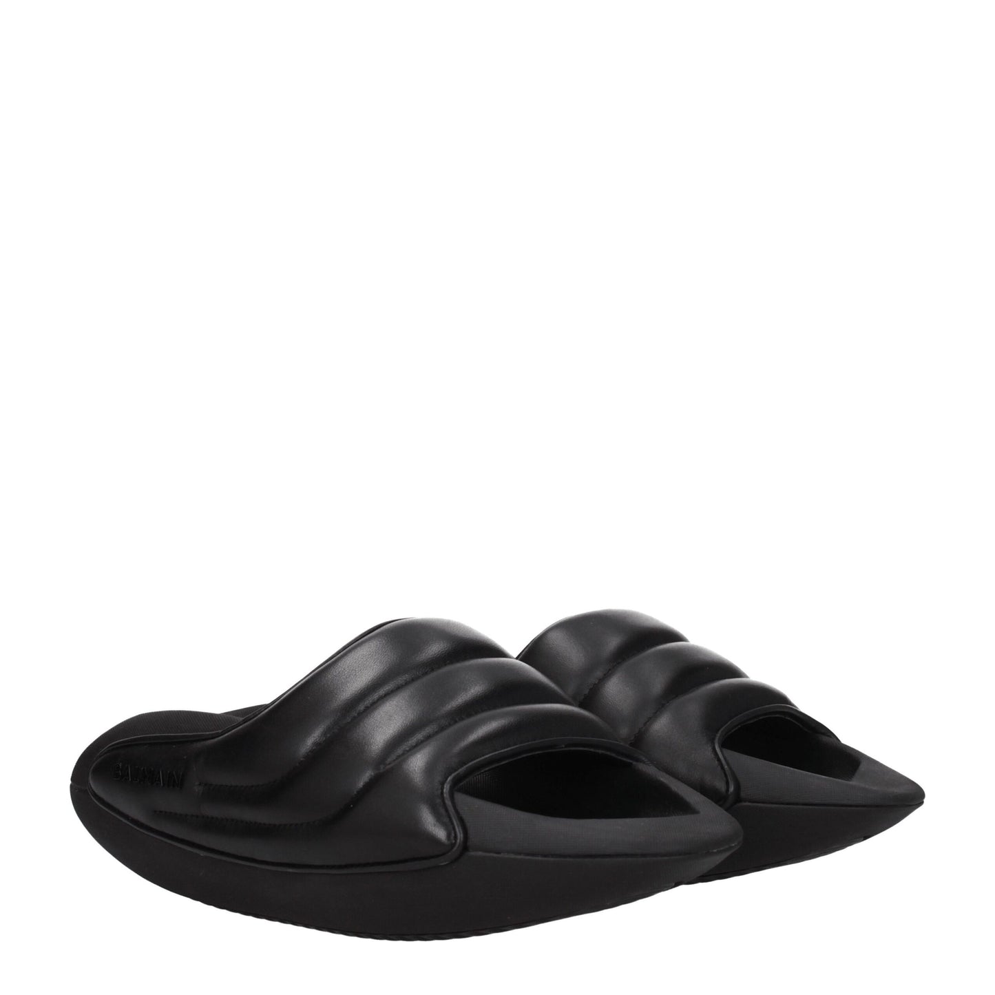 Balmain Schwarze Lederpantoffeln Sandalen