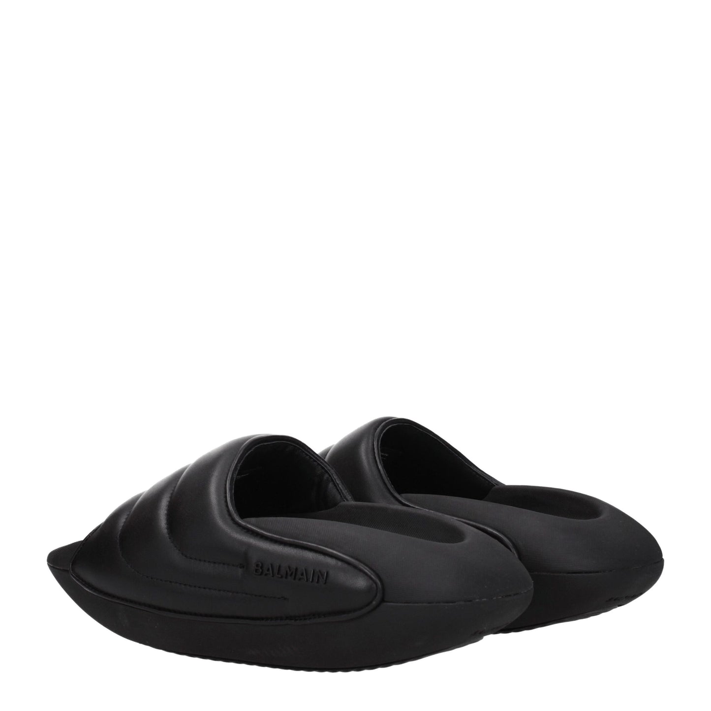 Balmain Schwarze Lederpantoffeln Sandalen