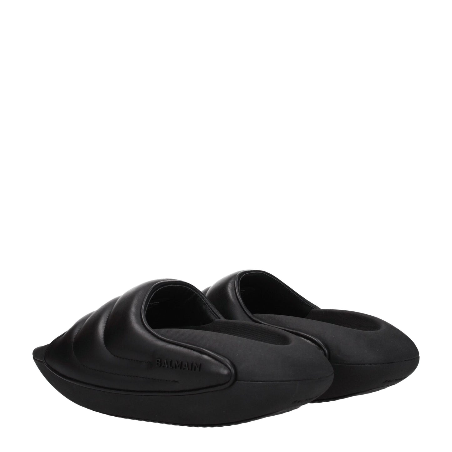 Balmain Schwarze Lederpantoffeln Sandalen