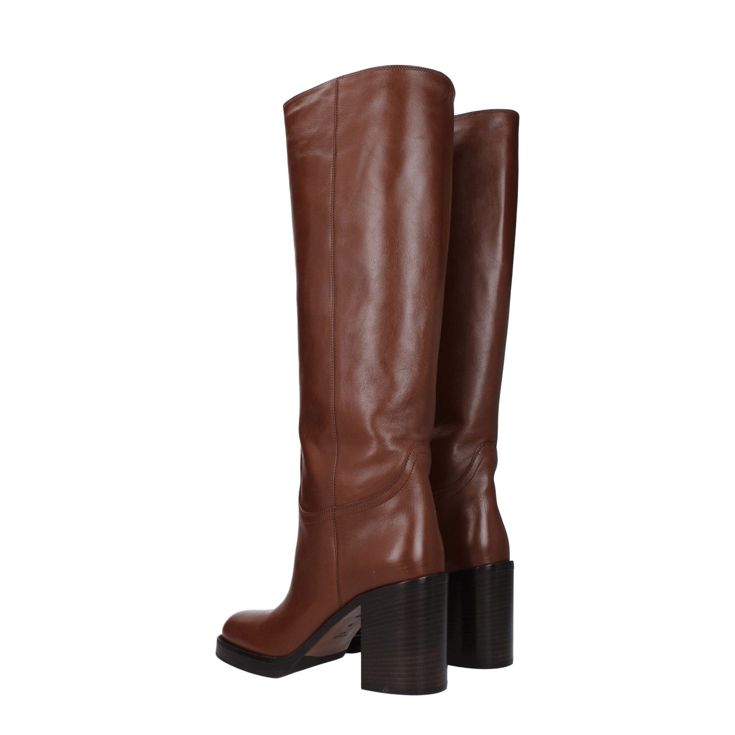 Prada Braune Lederstiefel mit hohem Absatz