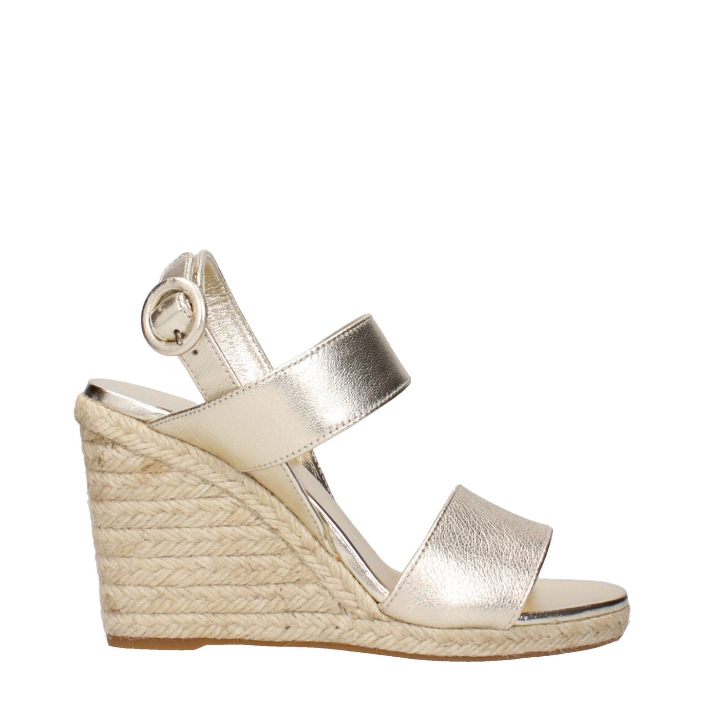 Prada Gold Leder Wedges Sandalen