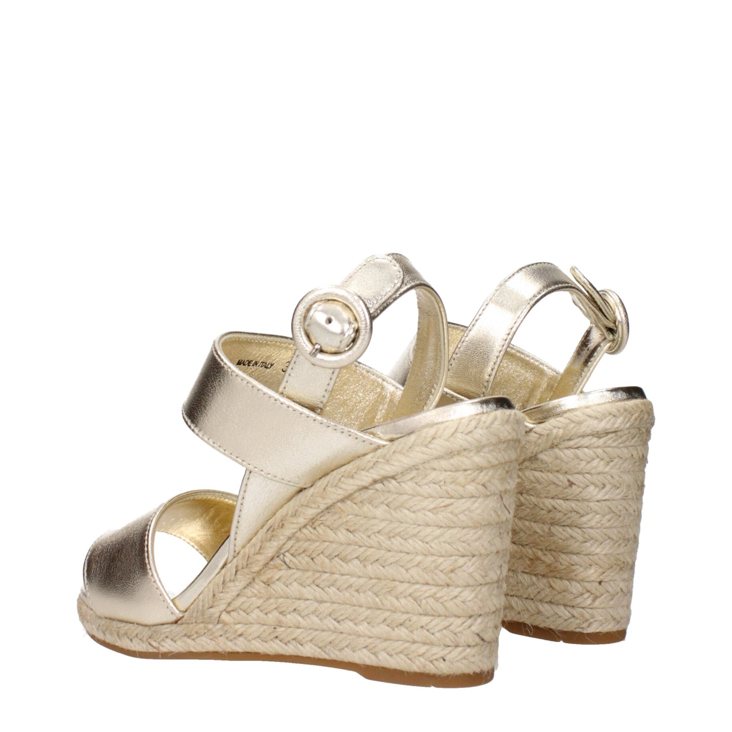 Prada Gold Leder Wedges Sandalen