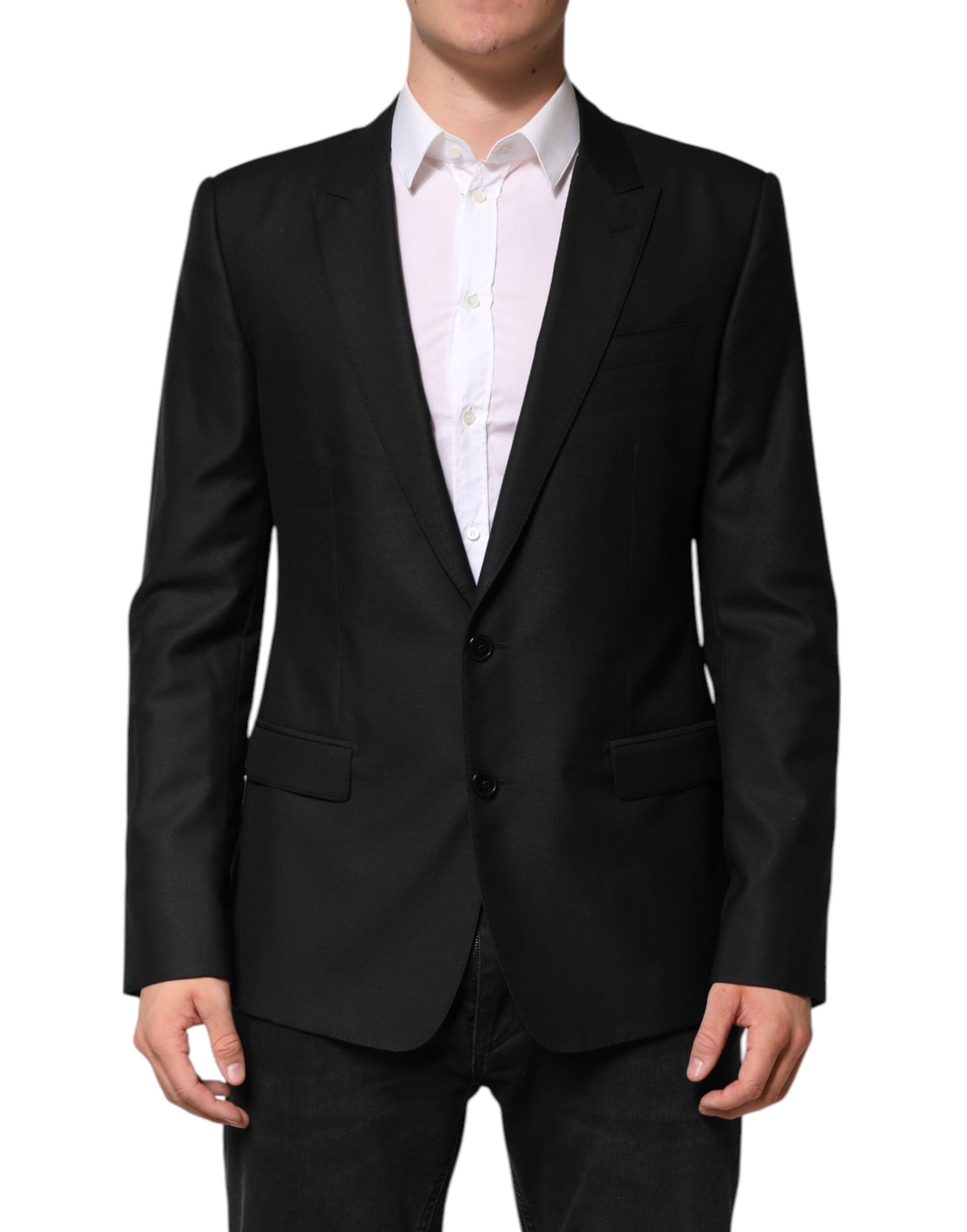 Dolce & Gabbana Schwarze einreihige Wolljacke Blazer