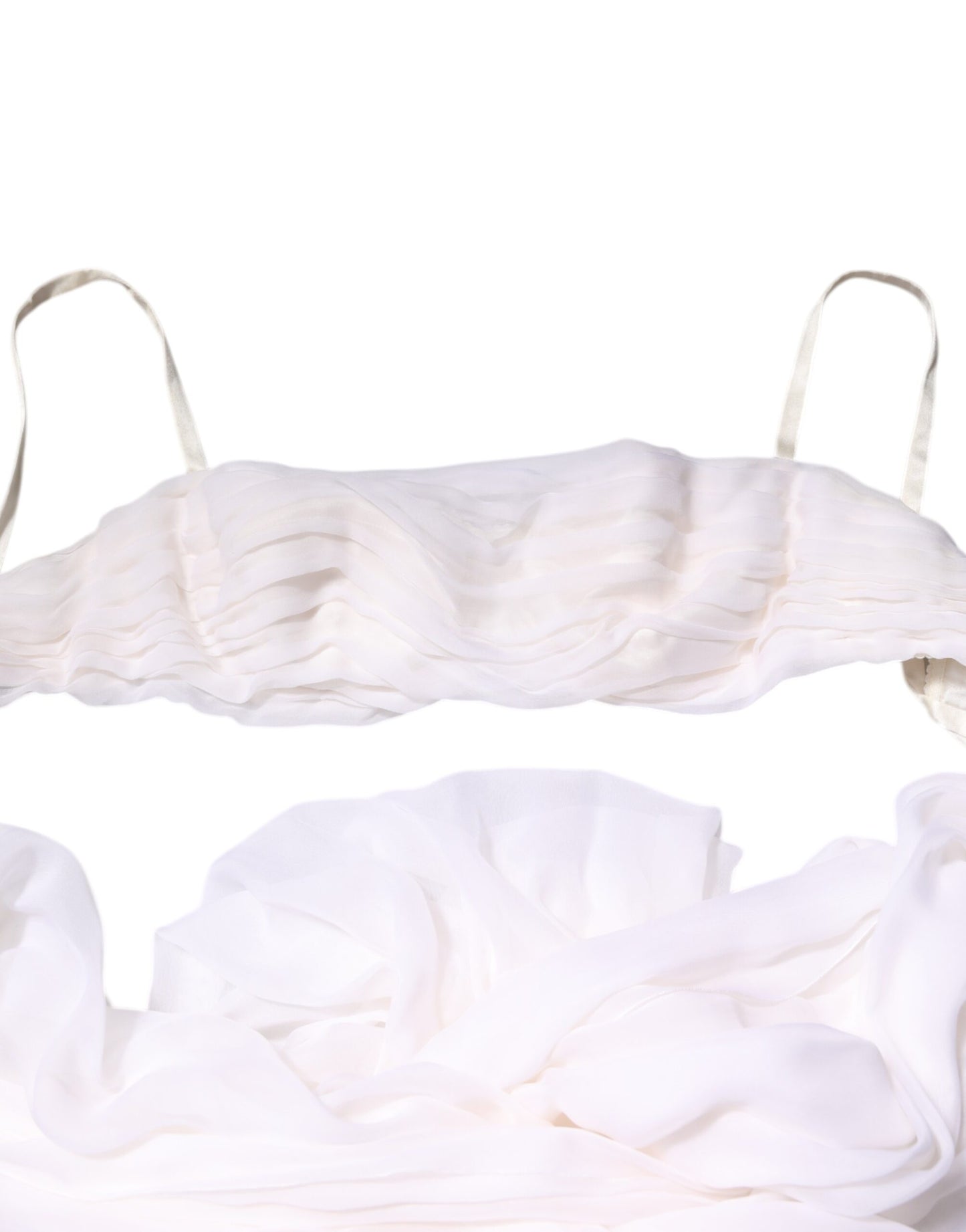 Dolce & Gabbana Weißes Bustier Korsett Geschnittenes Chiffon Top