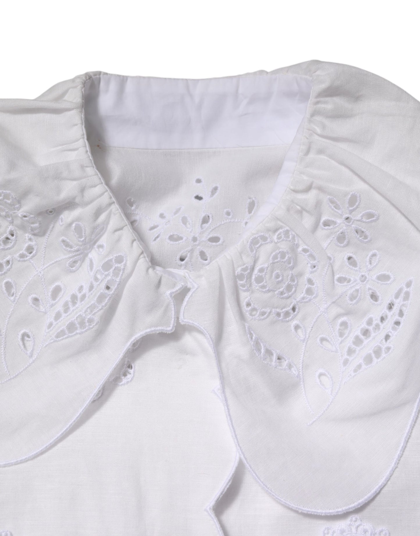 Dolce & Gabbana Weißes Blusenoberteil mit Rüschen und Spitzenverzierung