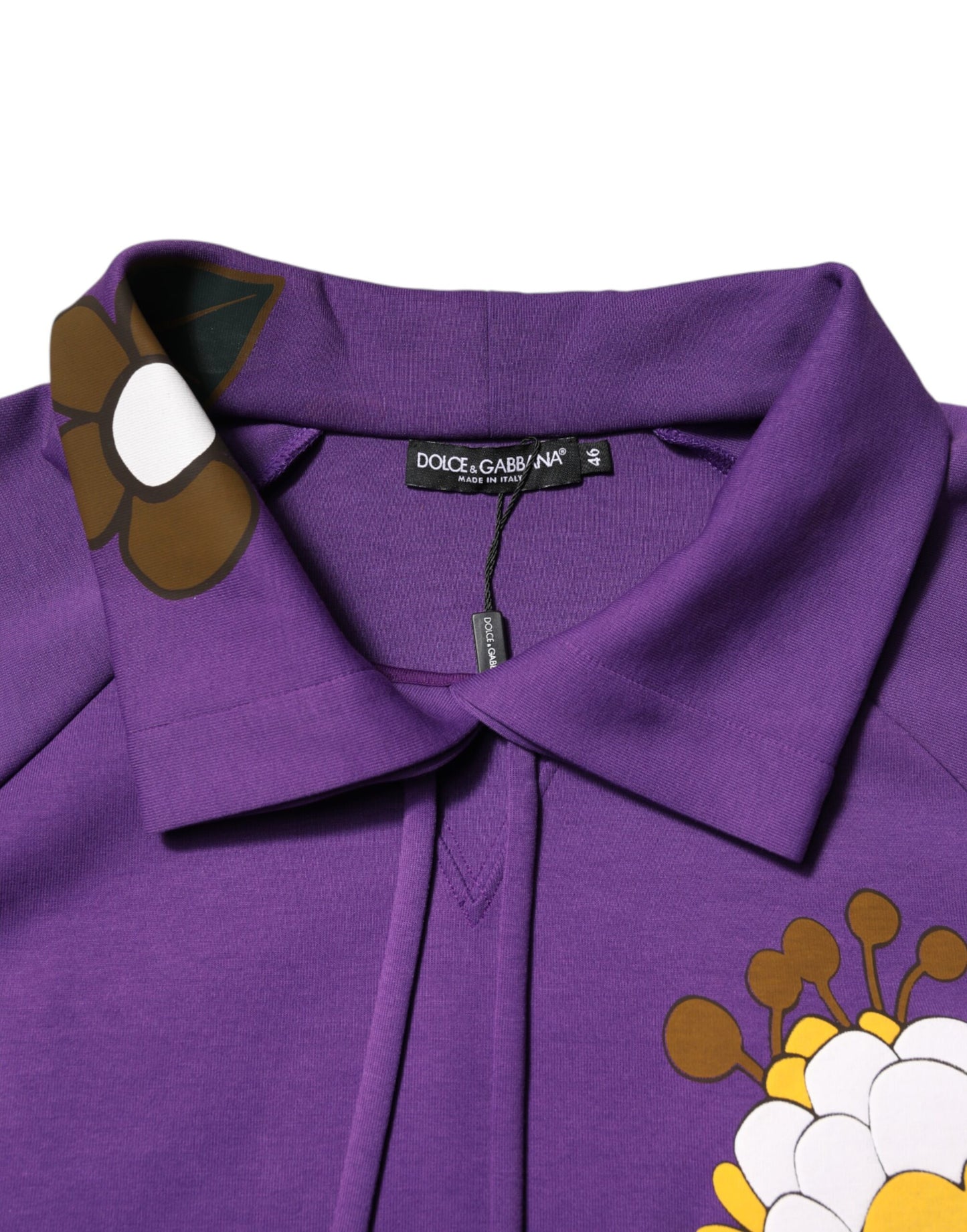 Dolce & Gabbana Langärmeliges Top aus Baumwolle mit lila Blumendruck