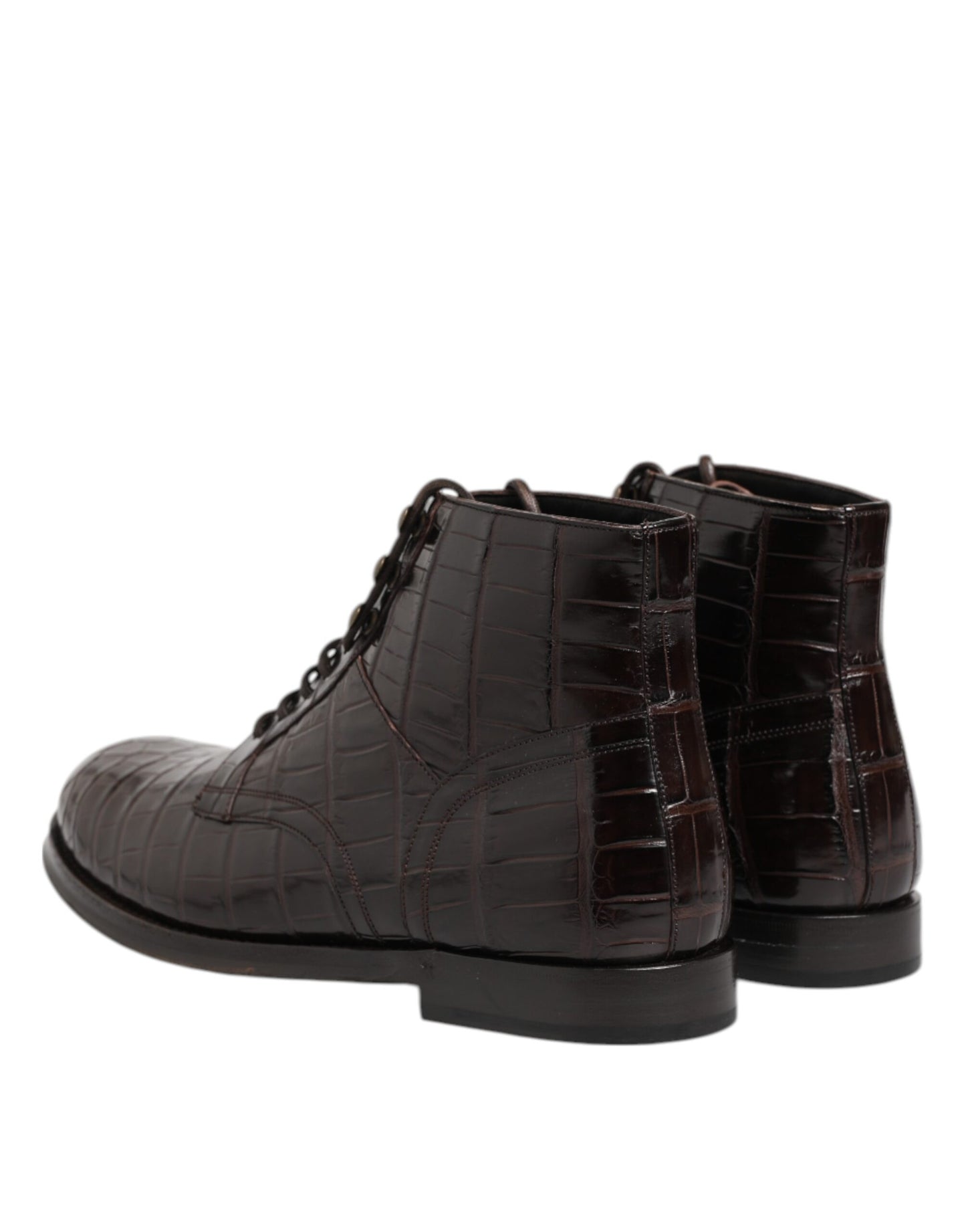 Dolce & Gabbana Dunkelbraune Leder Schnürstiefel Schuhe