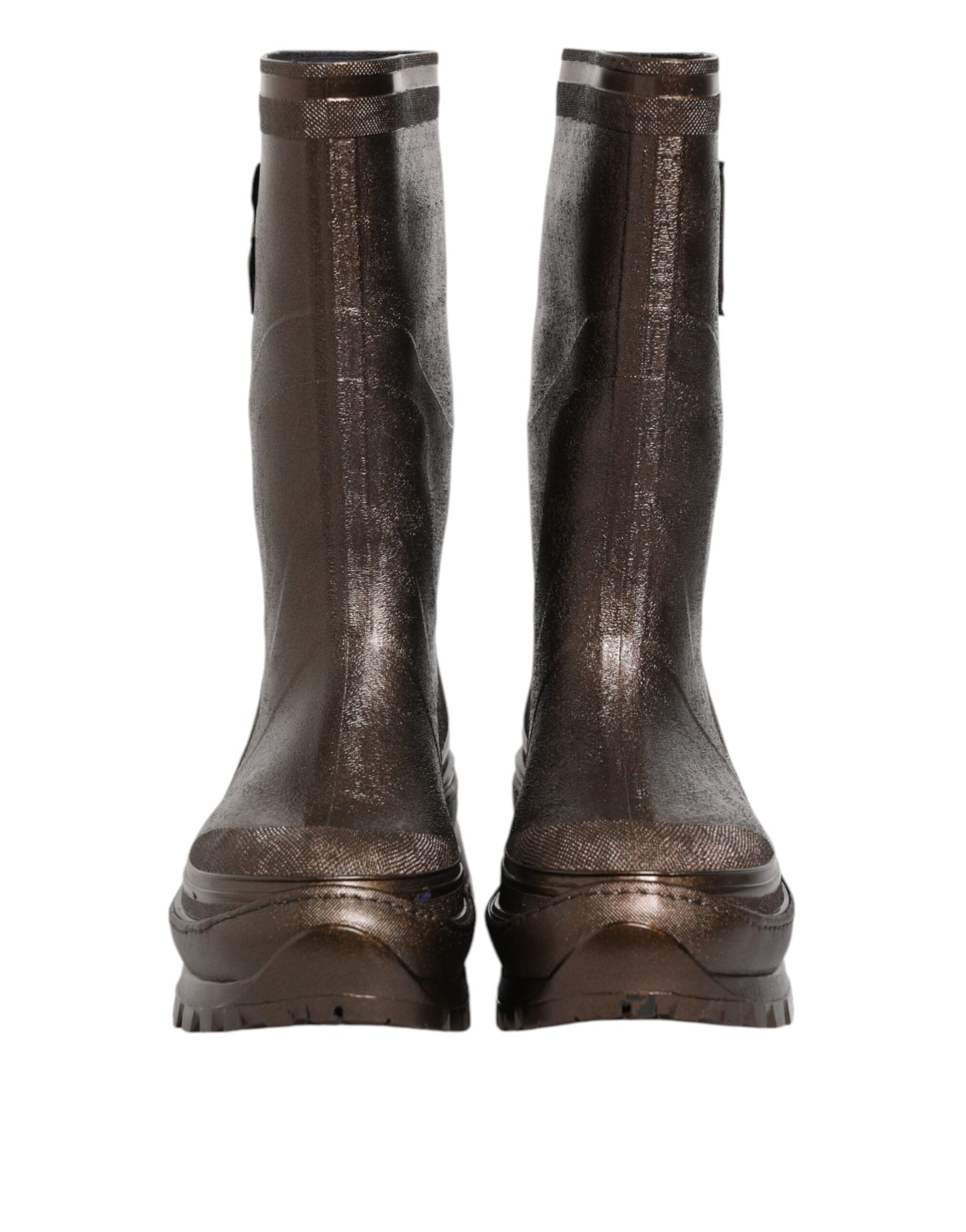 Dolce & Gabbana Metallic Braun Pull On Regen Stiefel Schuhe