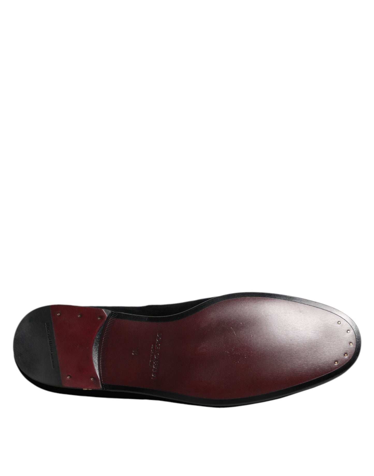 Dolce & Gabbana Schwarzer Samt Gold Crown Herren Loafers Schuhe