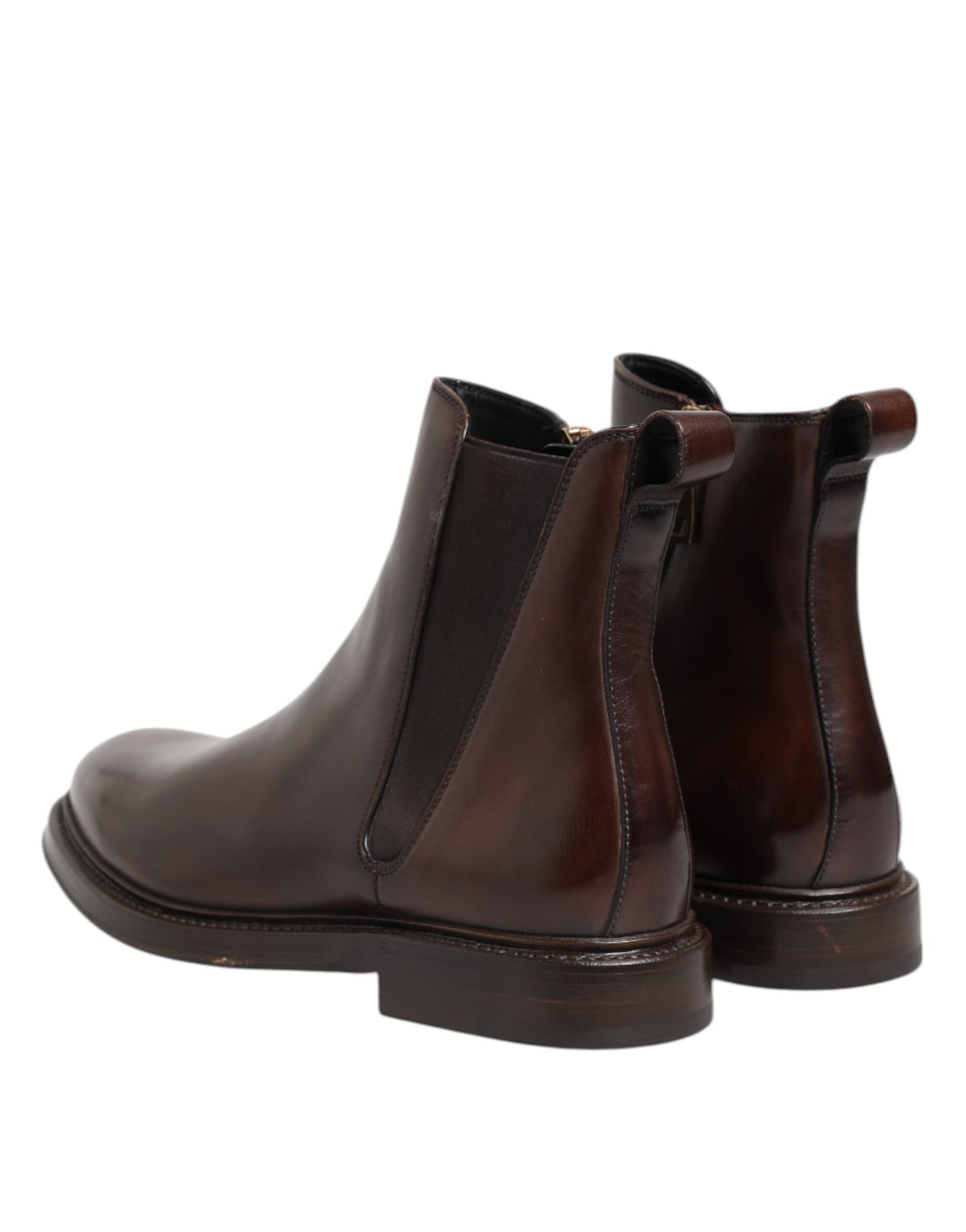 Dolce & Gabbana Braun Chelsea Leder Mid Calf Stiefel Schuhe