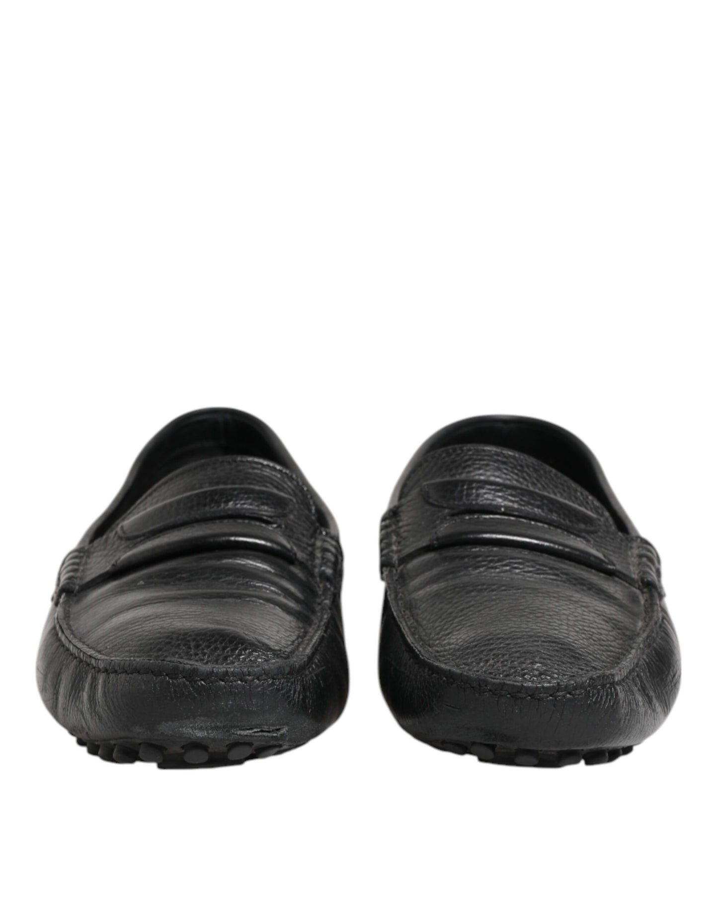 Dolce & Gabbana Schwarzes Leder Slip On Mokassin Loafer Schuhe