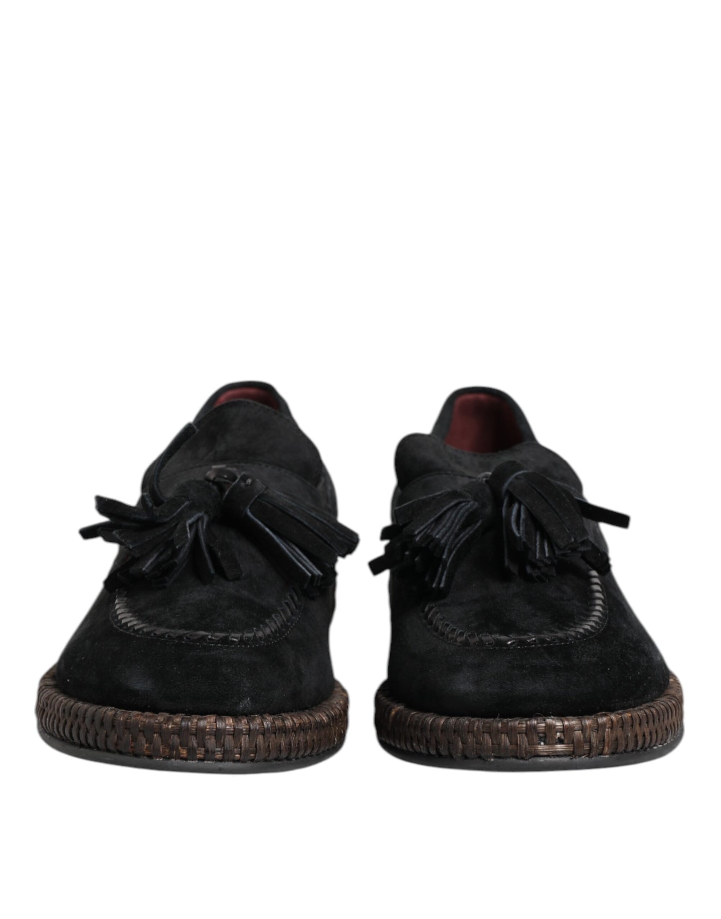 Dolce & Gabbana Schwarz Wildleder Quaste verschönert Loafers Schuhe