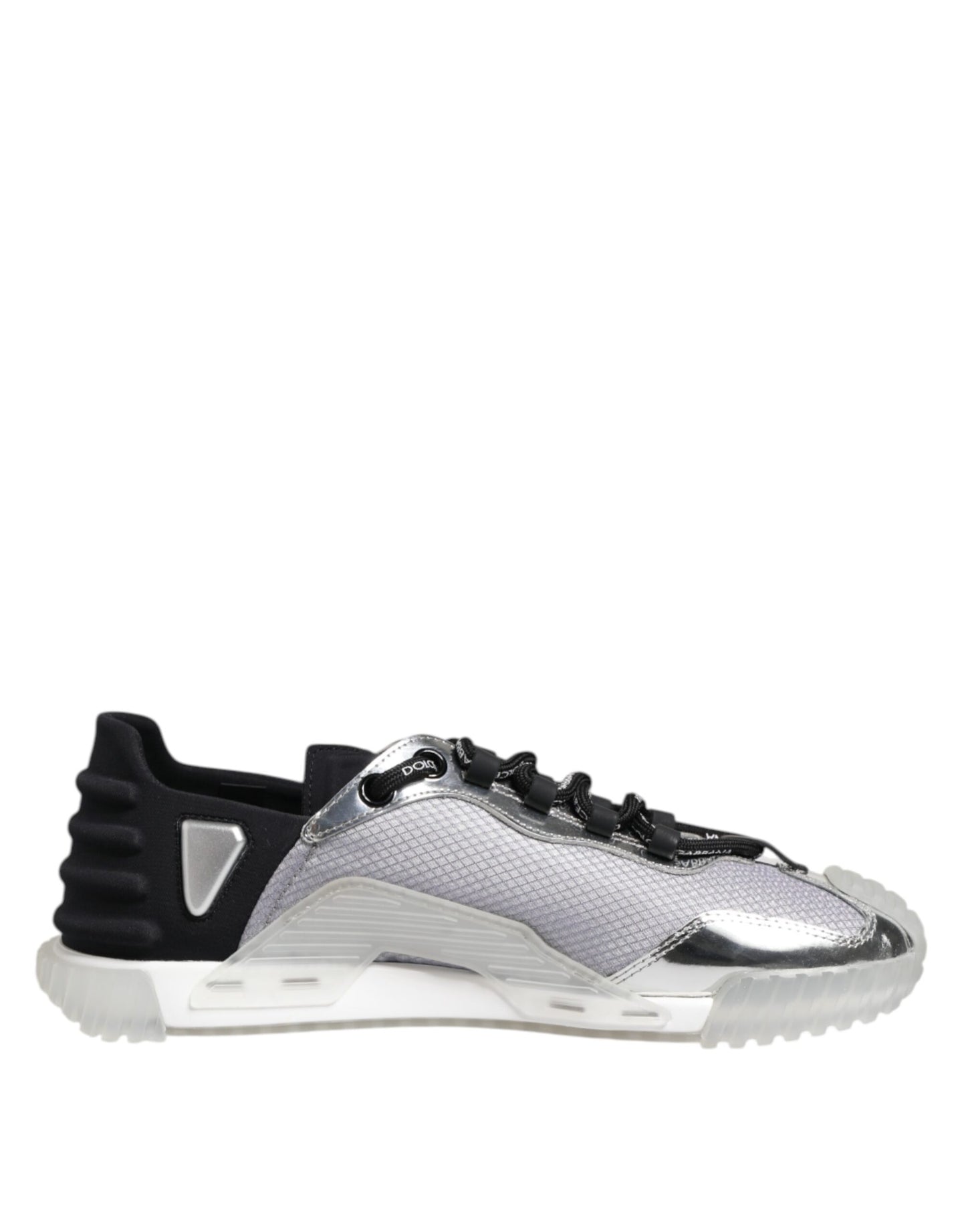 Dolce & Gabbana Silber Schwarz Nylon NS1 Low Top Männer Turnschuhe Schuhe