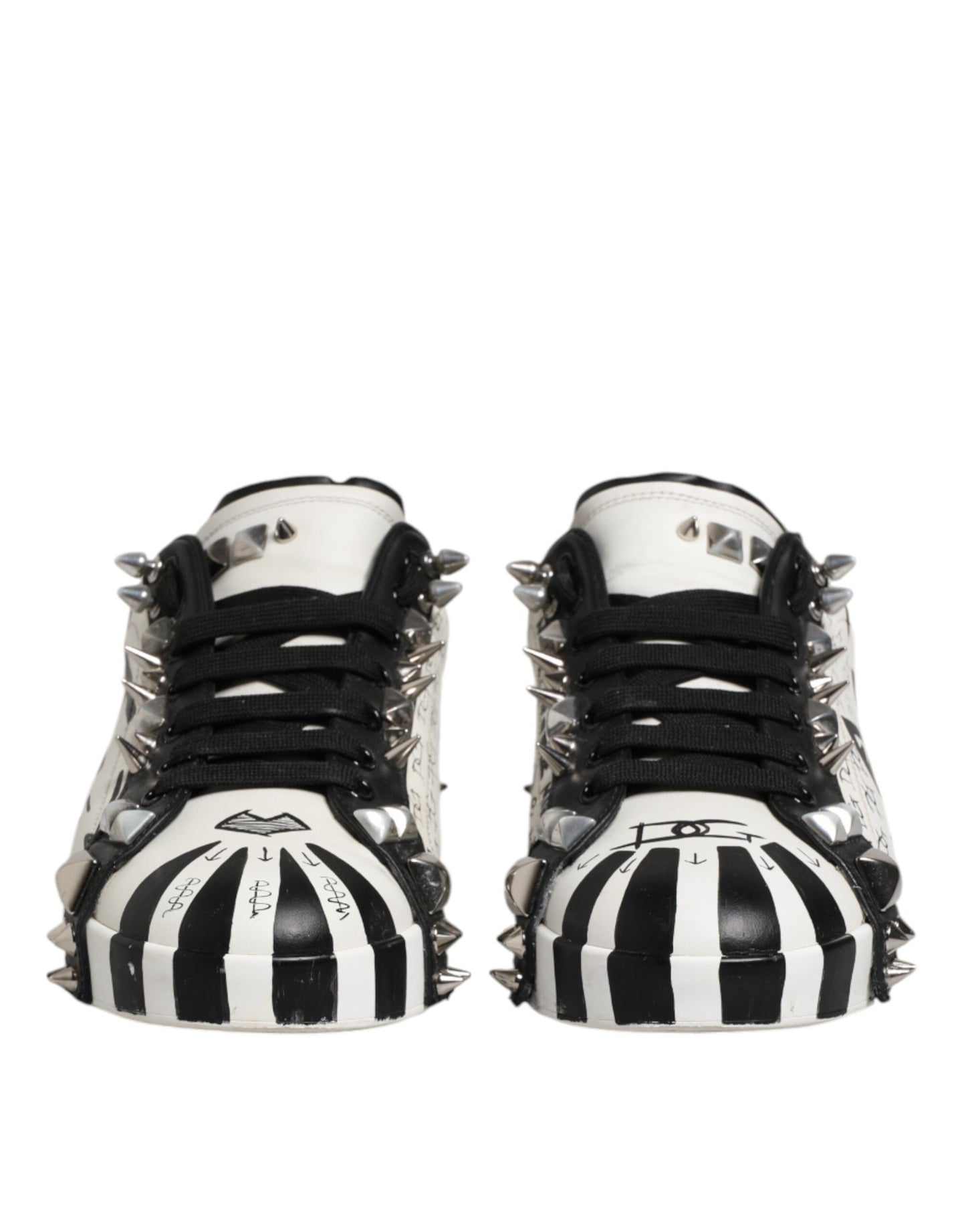Dolce & Gabbana Schwarz Weiß Nieten Low Top Sneakers Schuhe