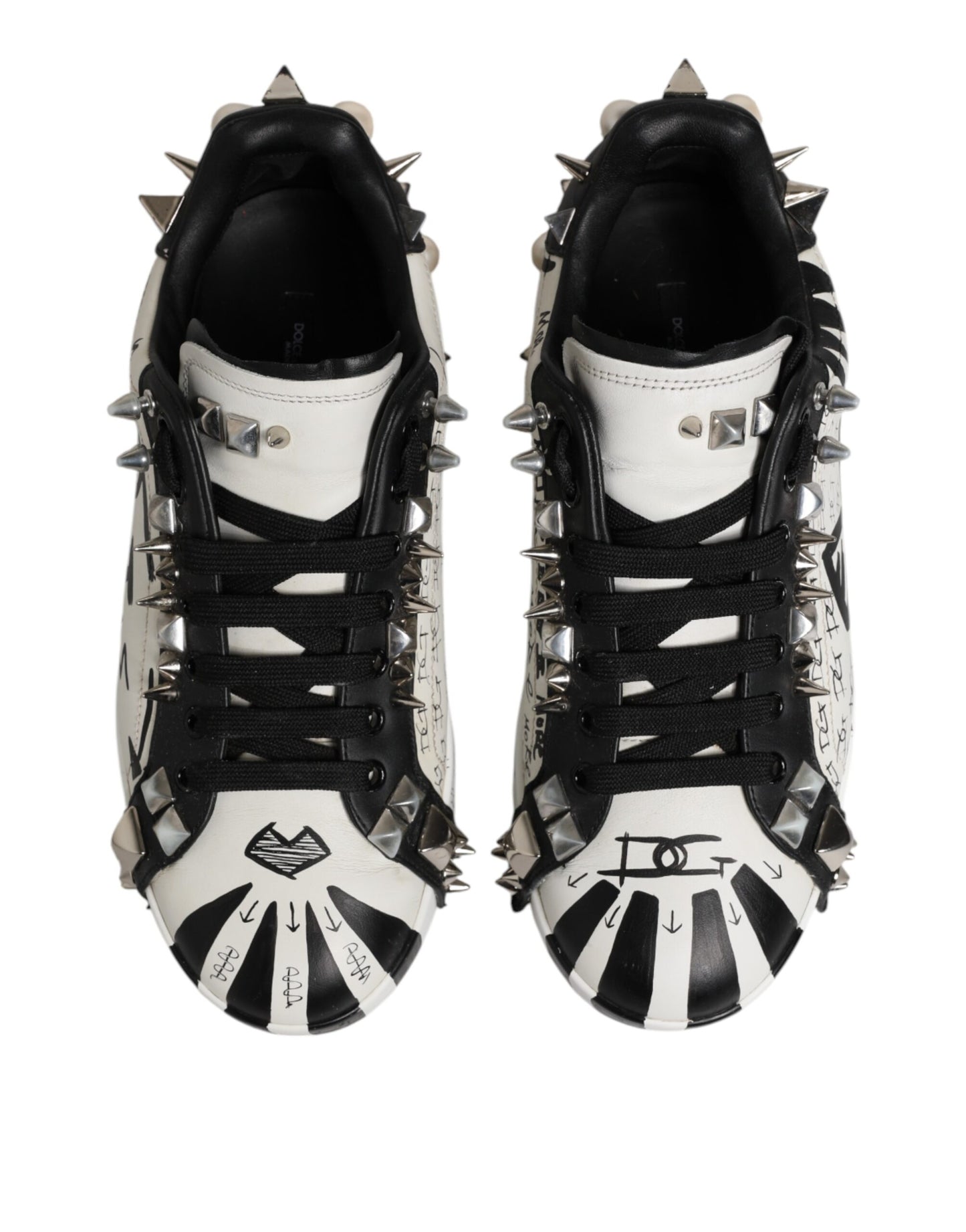 Dolce & Gabbana Schwarz Weiß Nieten Low Top Sneakers Schuhe