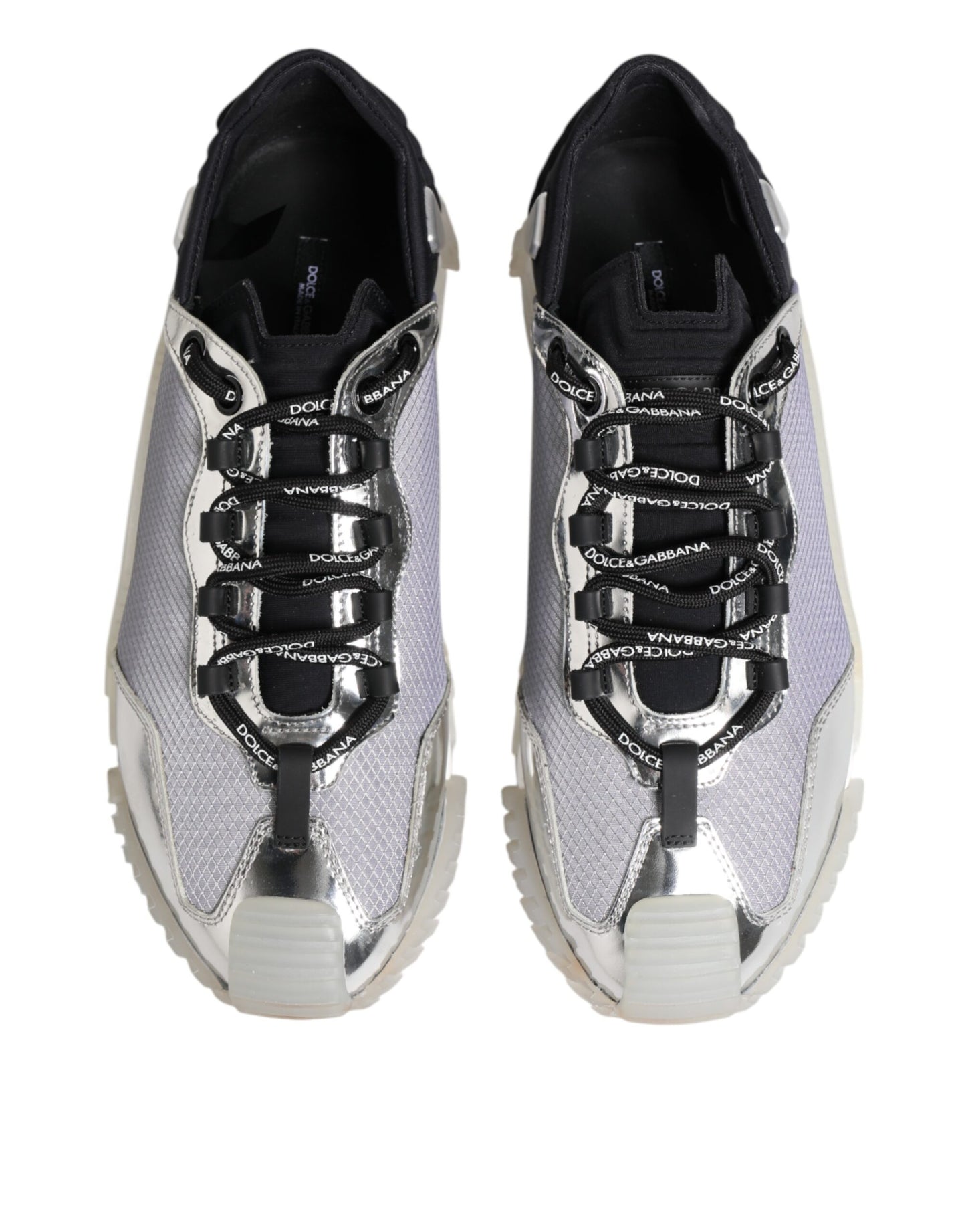 Dolce & Gabbana Silber Schwarz Nylon NS1 Low Top Turnschuhe Schuhe