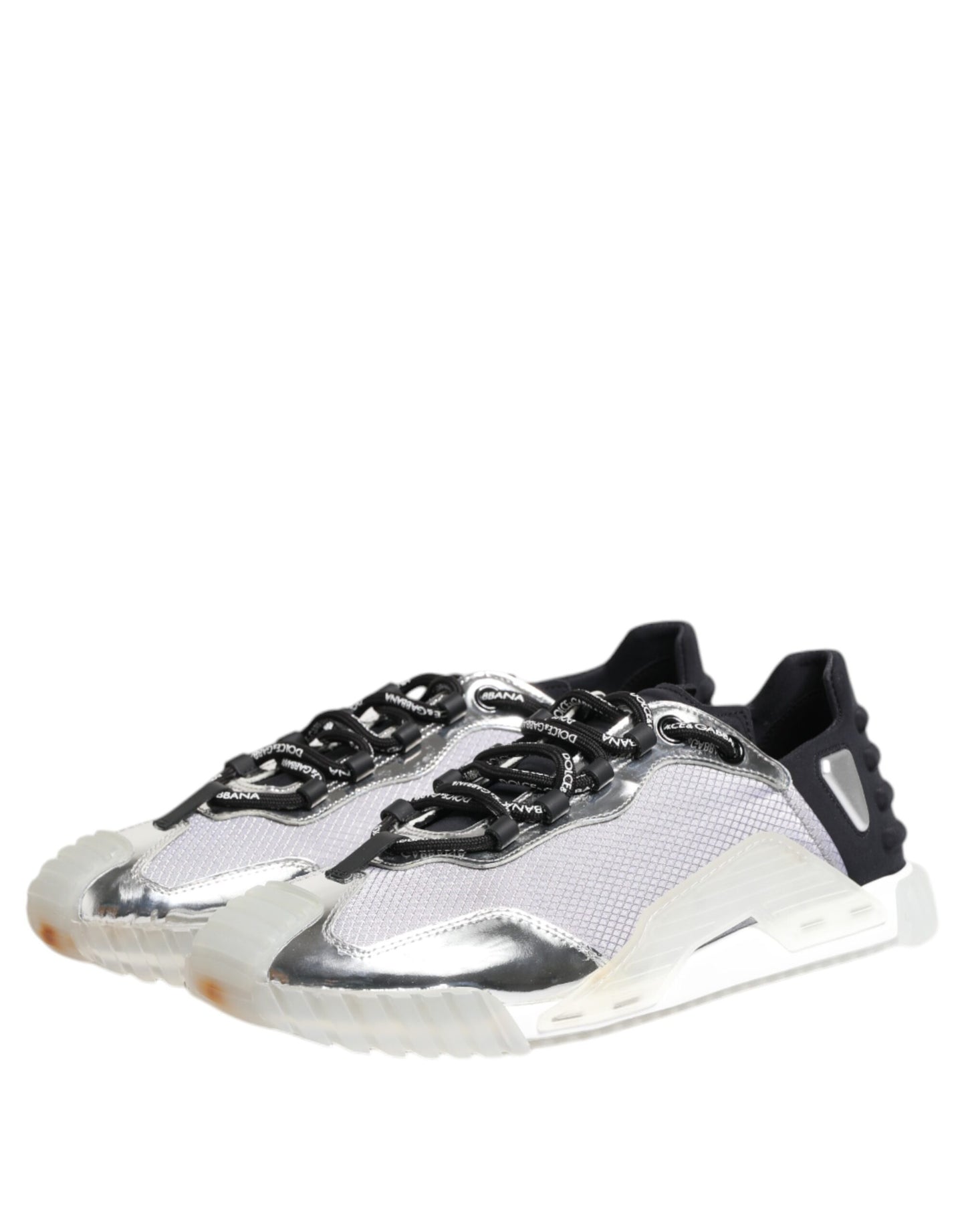 Dolce & Gabbana Silber Schwarz Nylon NS1 Low Top Turnschuhe Schuhe