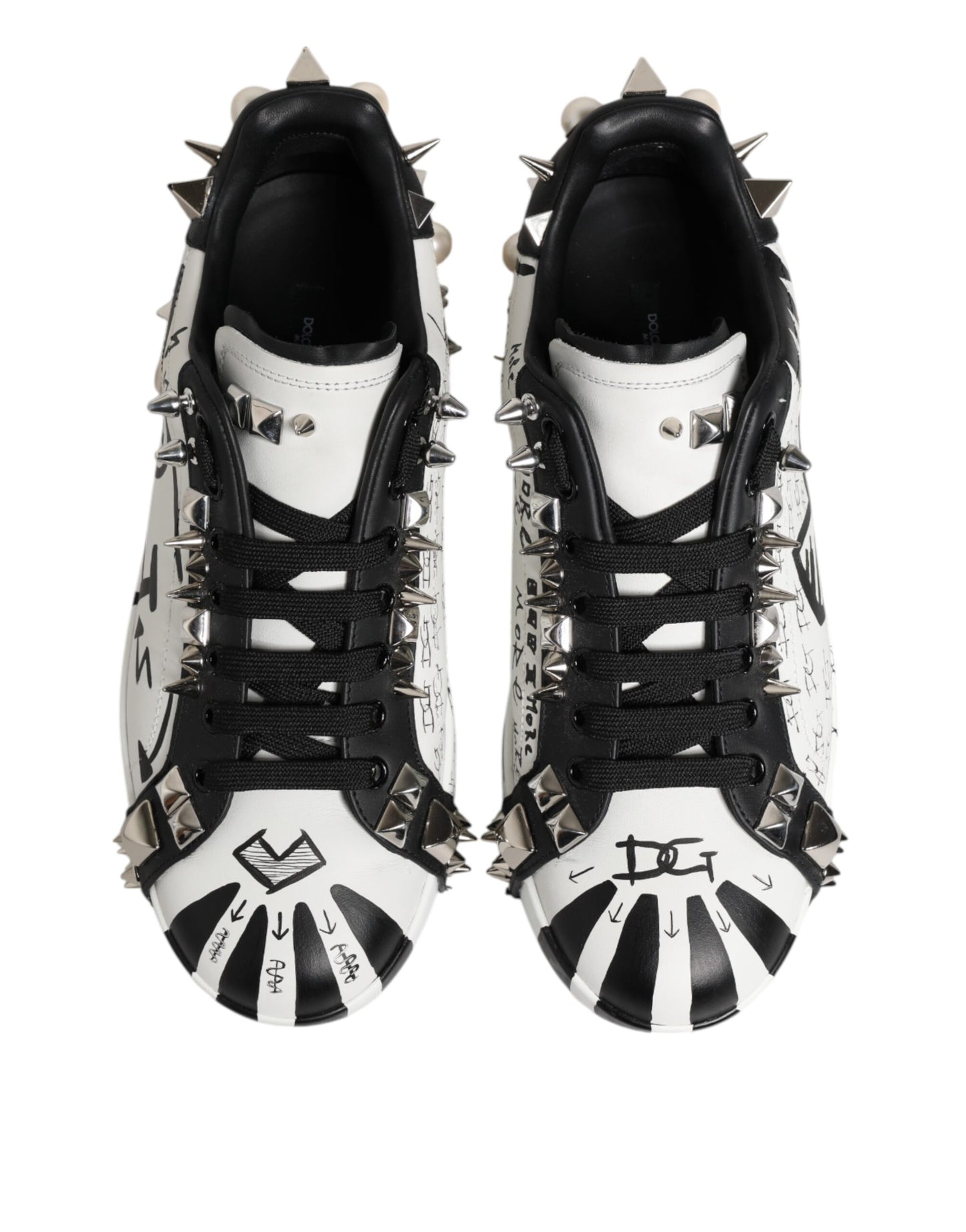 Dolce & Gabbana Schwarz Weiß Nieten Low Top Sneakers Schuhe