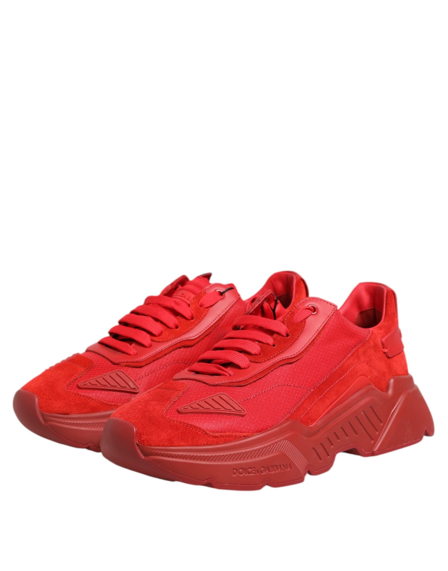 Dolce & Gabbana Rote Leder Daymaster Low Top Sneakers Schuhe