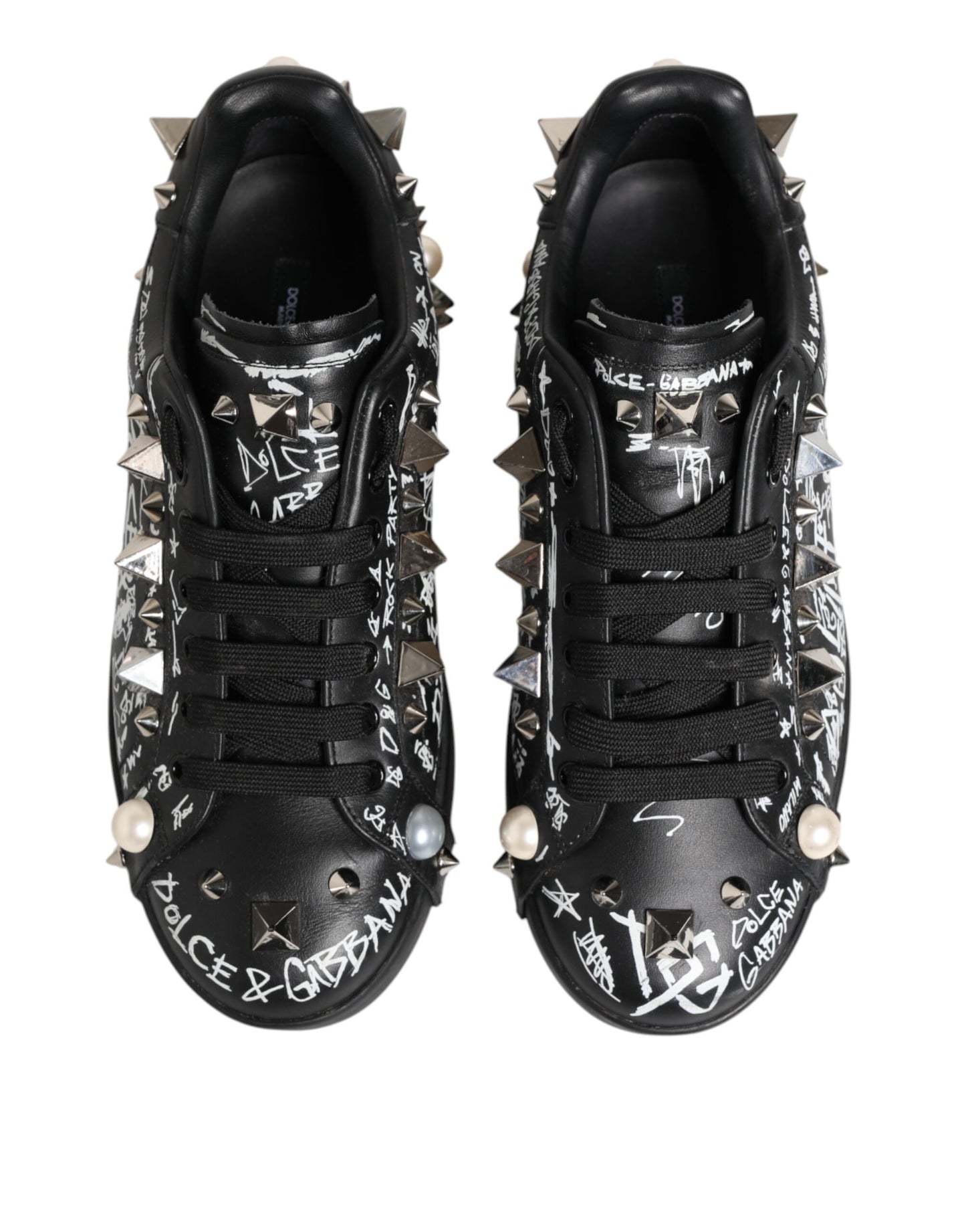 Dolce & Gabbana Schwarz Portofino Stud verschönert Turnschuhe Schuhe