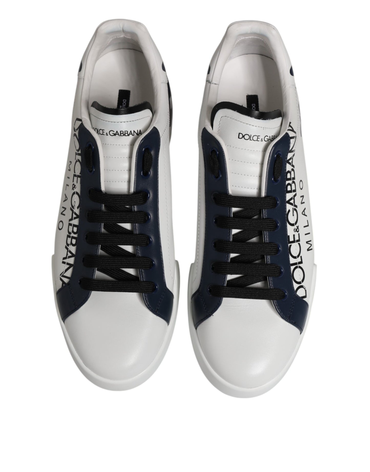 Dolce & Gabbana Weiß Blau Crown Niedrige Top Turnschuhe Schuhe