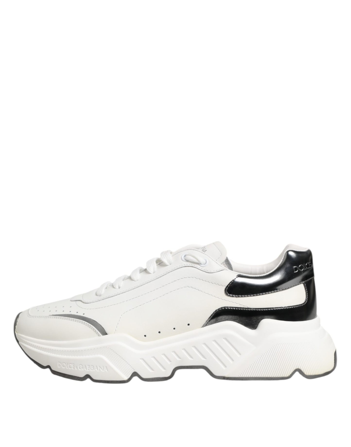 Dolce & Gabbana Weiß Silber DAYMASTER Leder Turnschuhe Schuhe