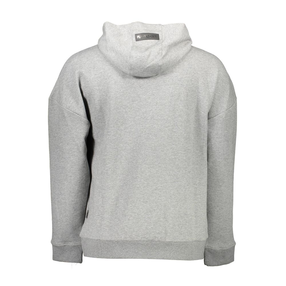 Plein Sport Grauer Baumwollpullover mit Kapuze für Männer